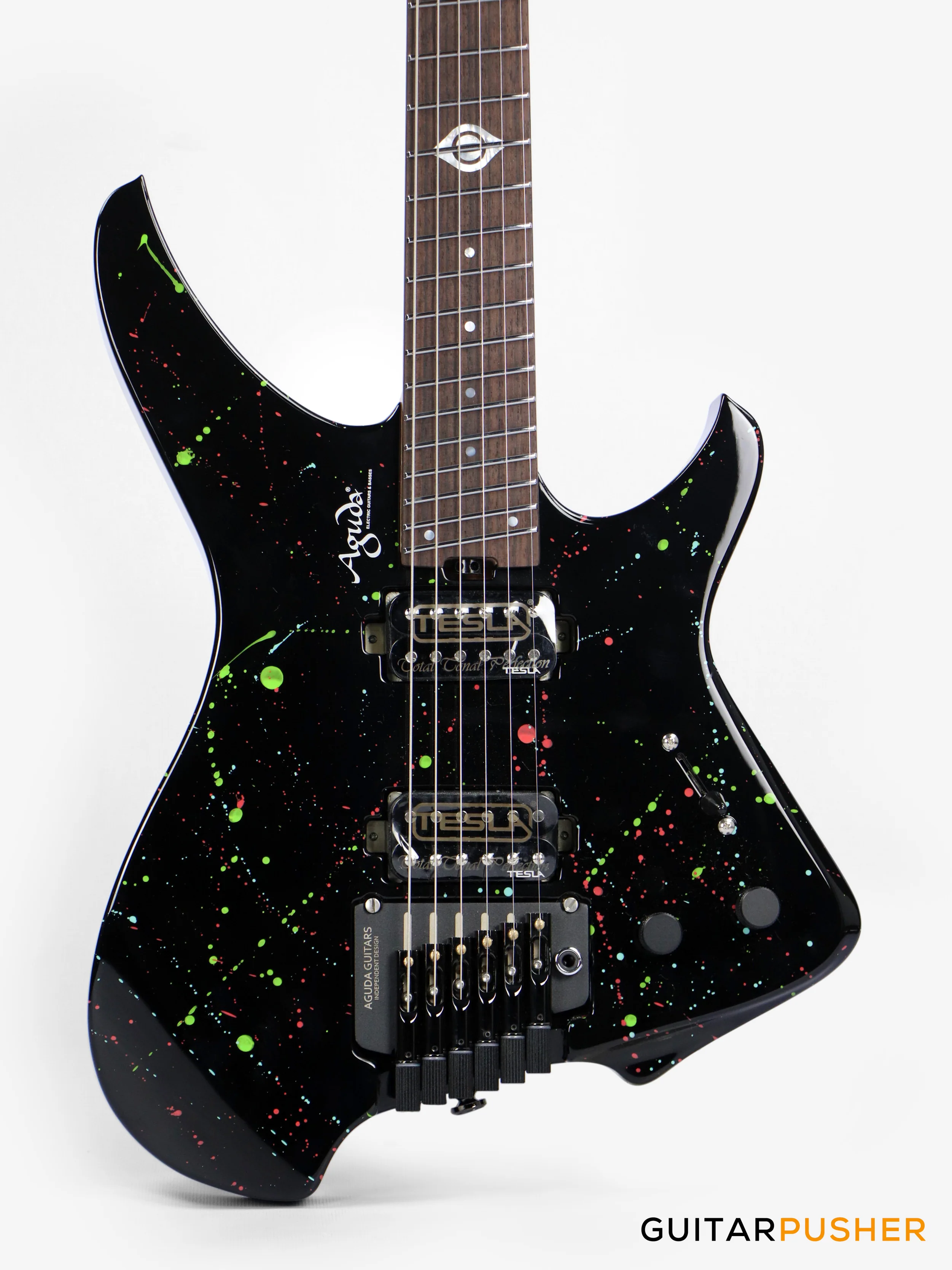 Aguda Black Hole Headless Electric Guitar Mahogany Body Ebony Fretboard - Art Attack