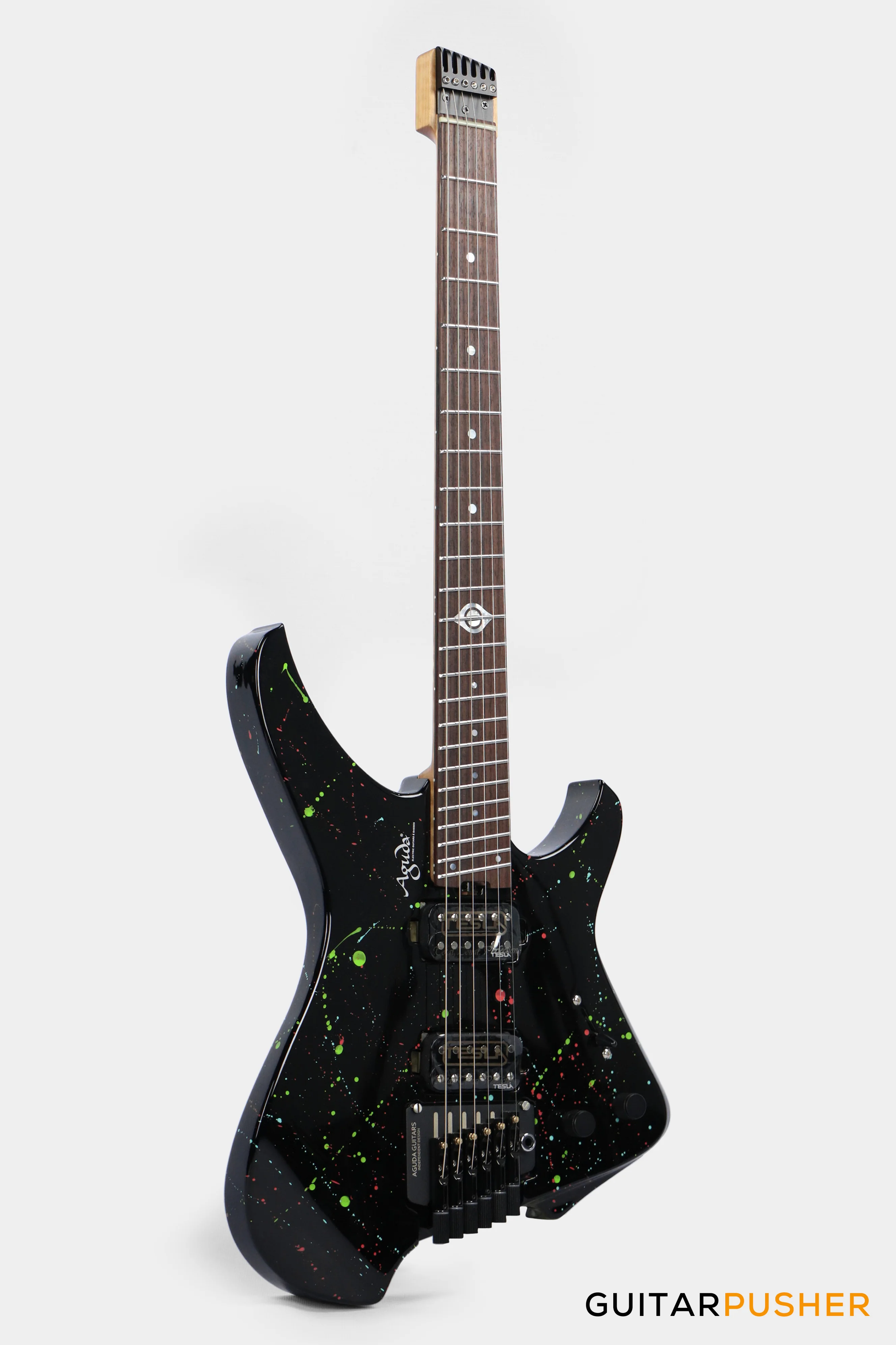 Aguda Black Hole Headless Electric Guitar Mahogany Body Ebony Fretboard - Art Attack - Image 3