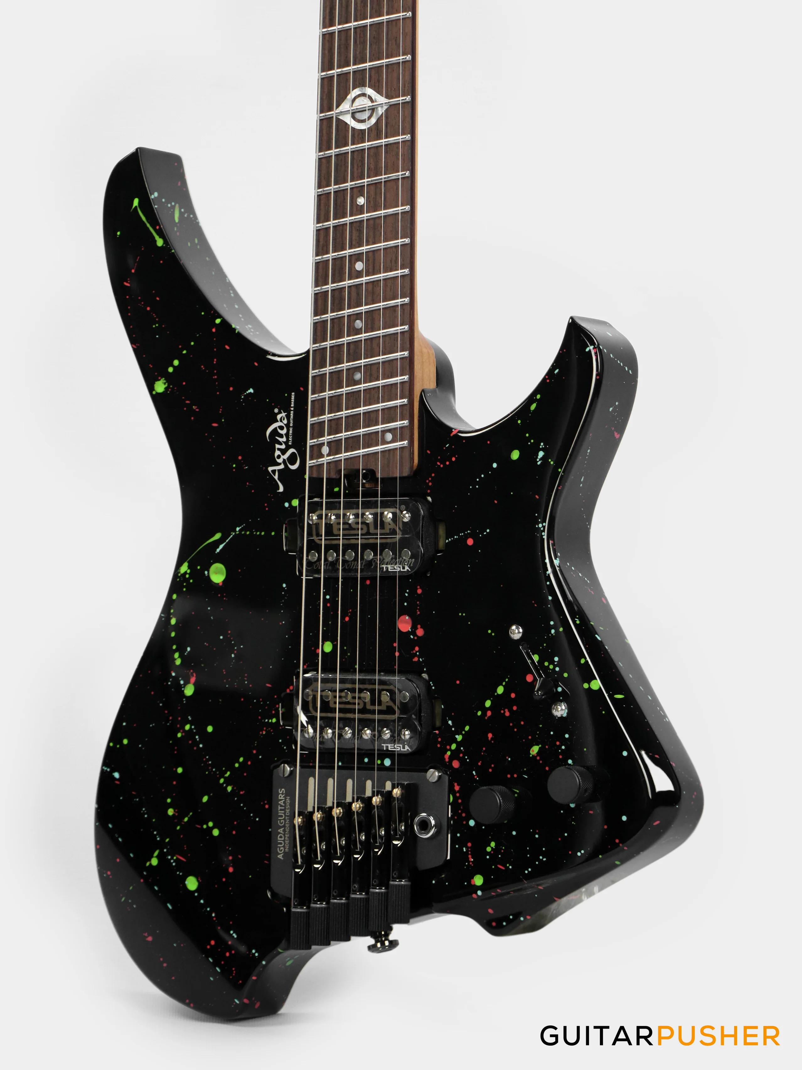 Aguda Black Hole Headless Electric Guitar Mahogany Body Ebony Fretboard - Art Attack - Image 8
