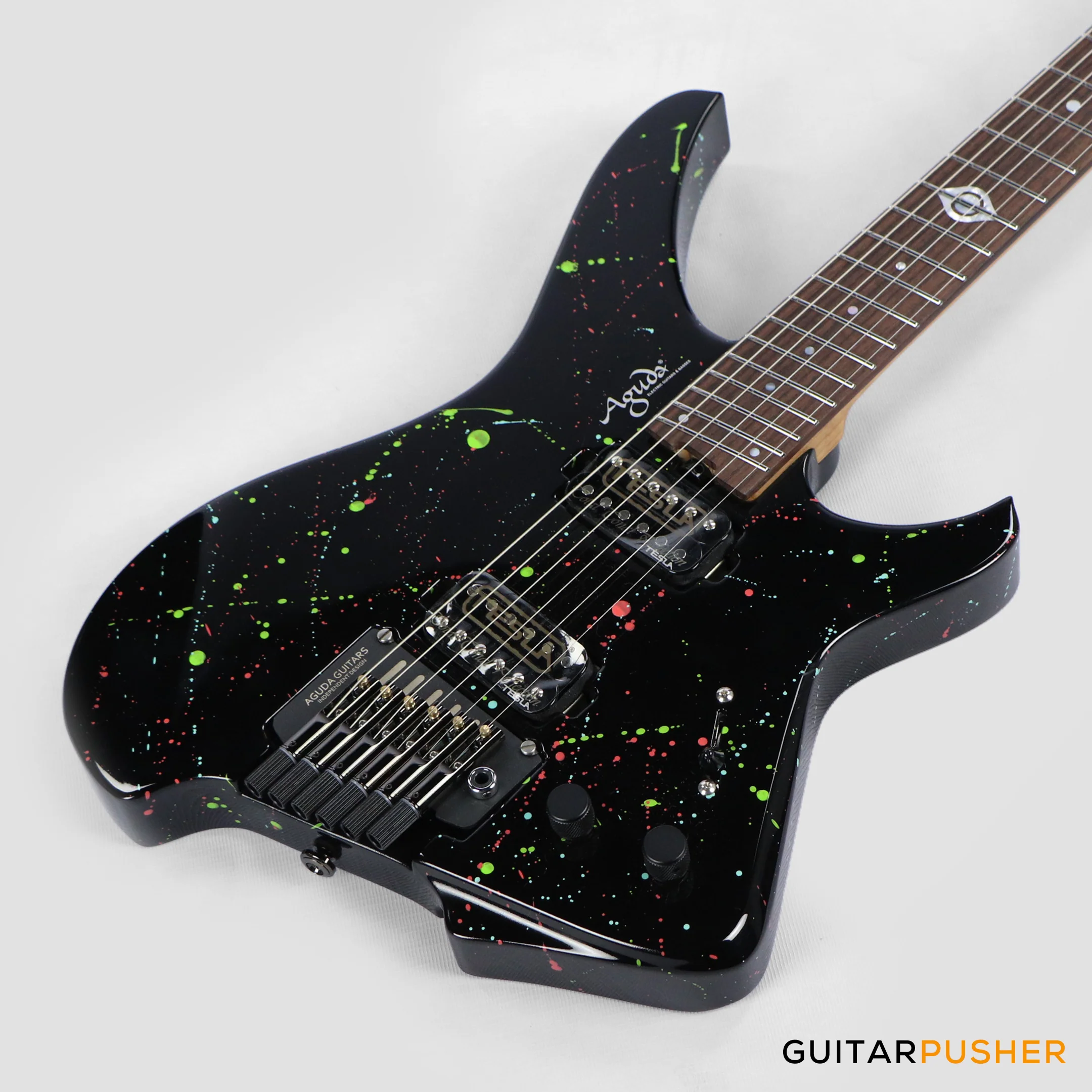 Aguda Black Hole Headless Electric Guitar Mahogany Body Ebony Fretboard - Art Attack - Image 9
