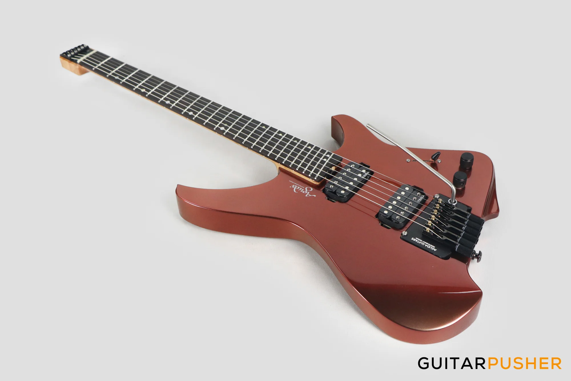 Aguda Black Hole Headless Electric Guitar Mahogany Body Ebony Fretboard - Copper Sparkle - Image 10