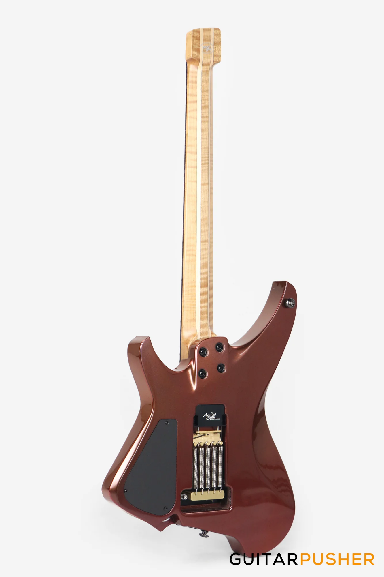 Aguda Black Hole Headless Electric Guitar Mahogany Body Ebony Fretboard - Copper Sparkle - Image 7