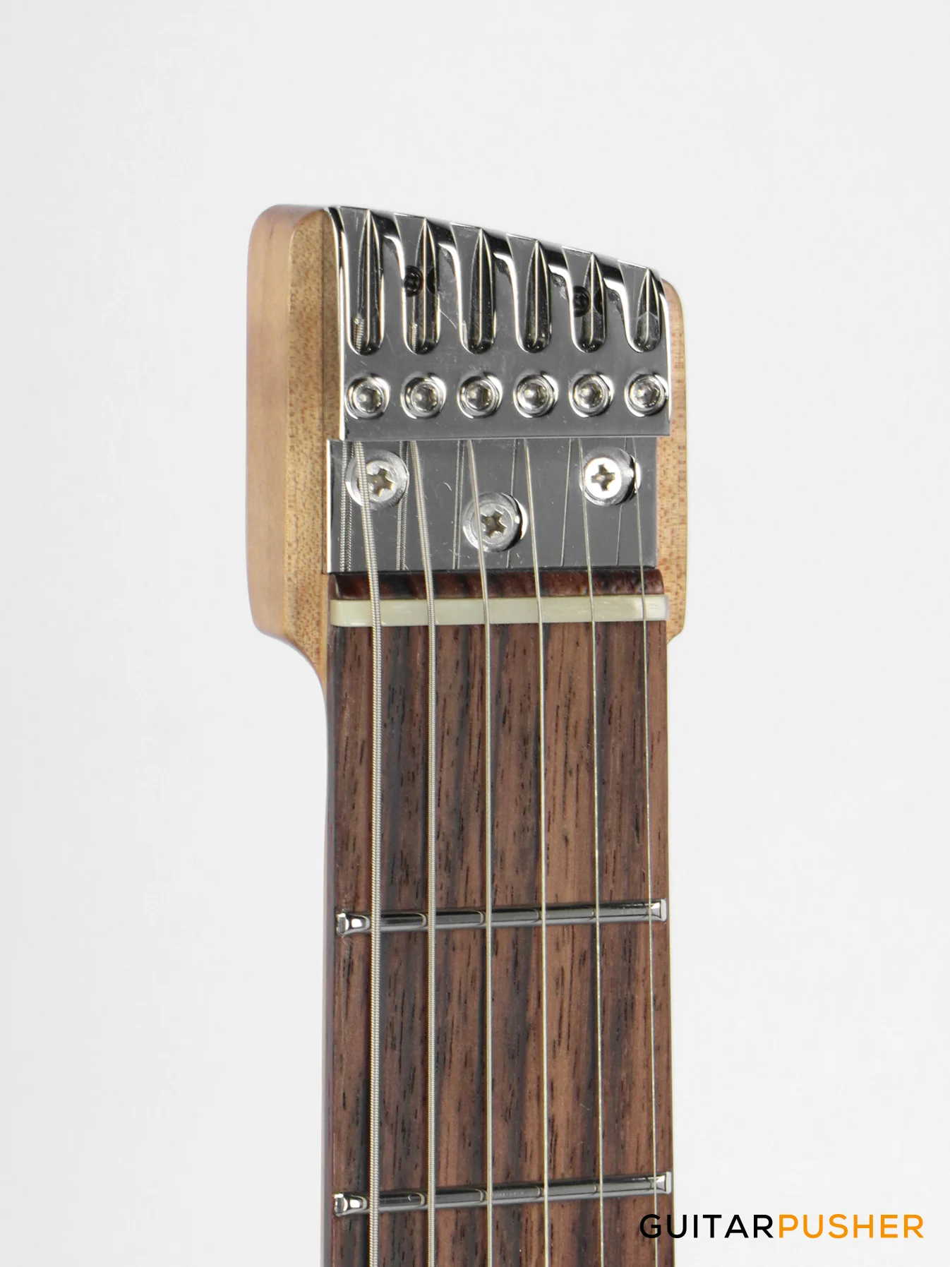 Aguda Black Hole Headless Electric Guitar Mahogany Body Ebony Fretboard, Fixed Bridge - Silver Sparkle - Image 4