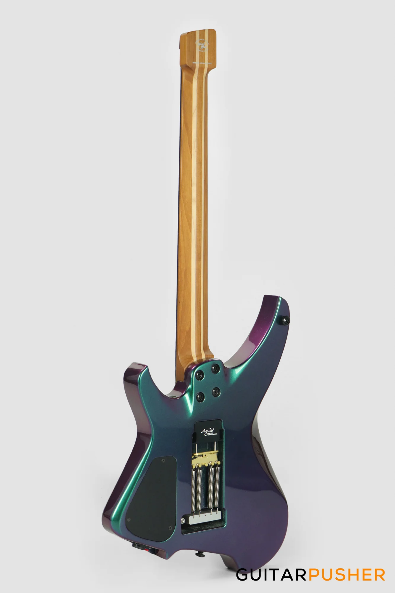Aguda Black Hole Headless Electric Guitar Mahogany Body Ebony Fretboard - Green Chameleon - Image 5