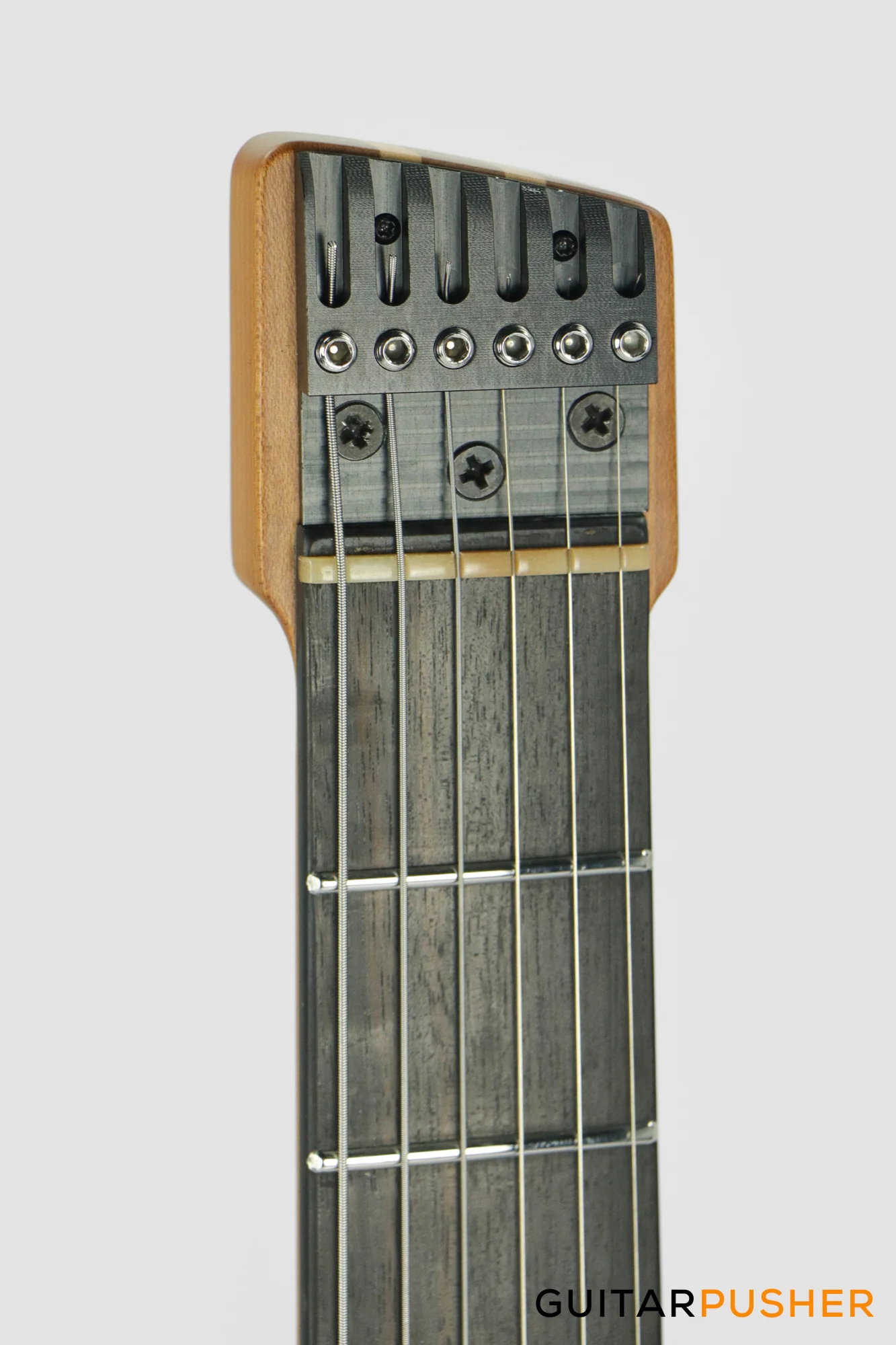 Aguda Black Hole Headless Electric Guitar Mahogany Body Ebony Fretboard - Green Chameleon - Image 8