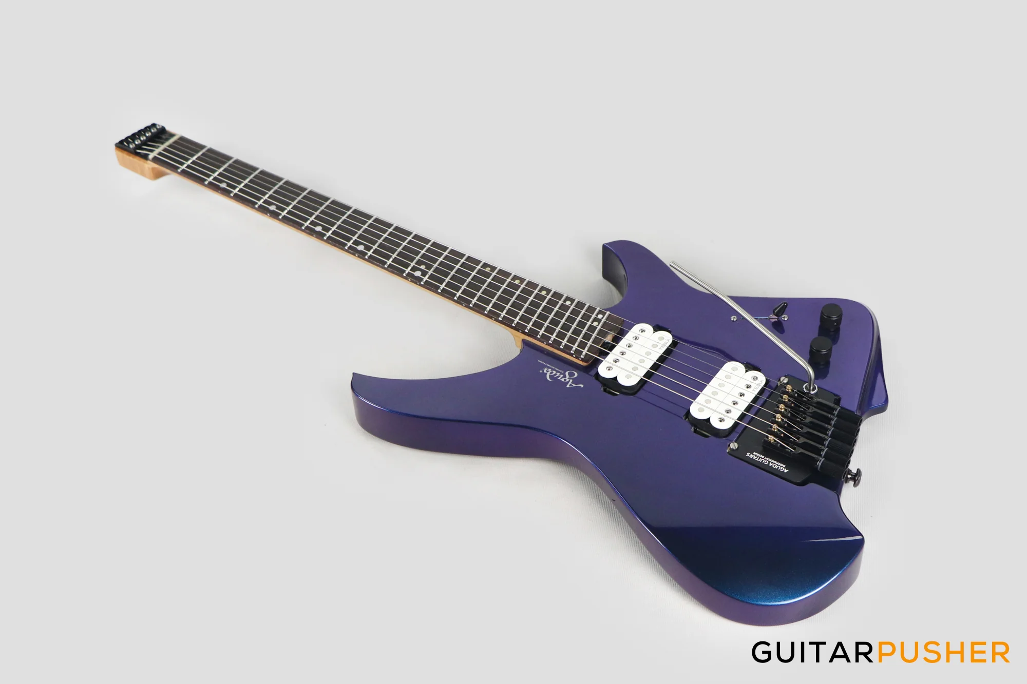 Aguda Black Hole Headless Electric Guitar Mahogany Body Ebony Fretboard - Metallic Neptune - Image 10
