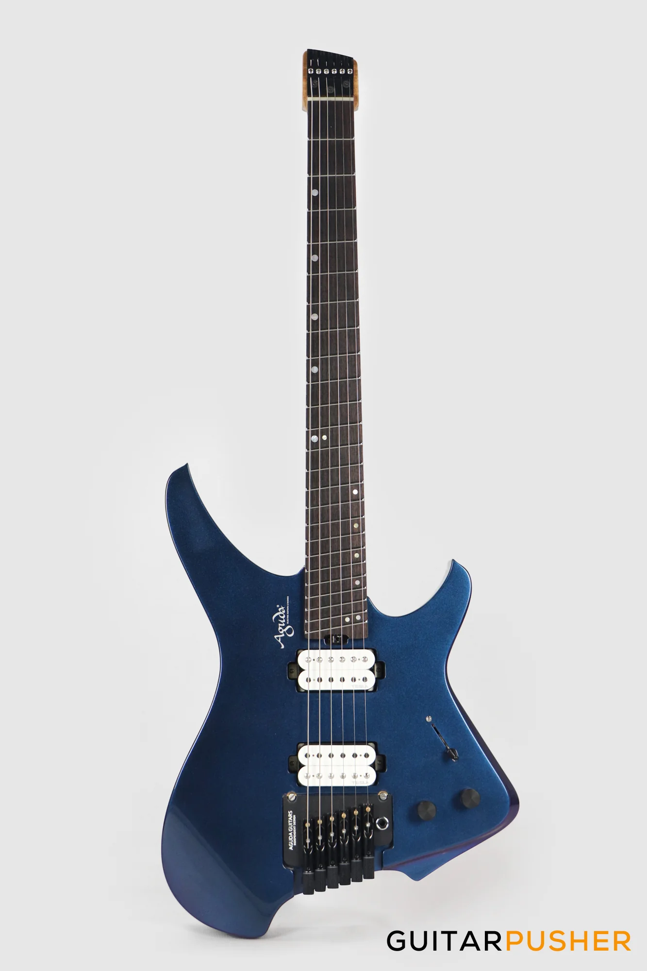 Aguda Black Hole Headless Electric Guitar Mahogany Body Ebony Fretboard - Metallic Neptune - Image 2