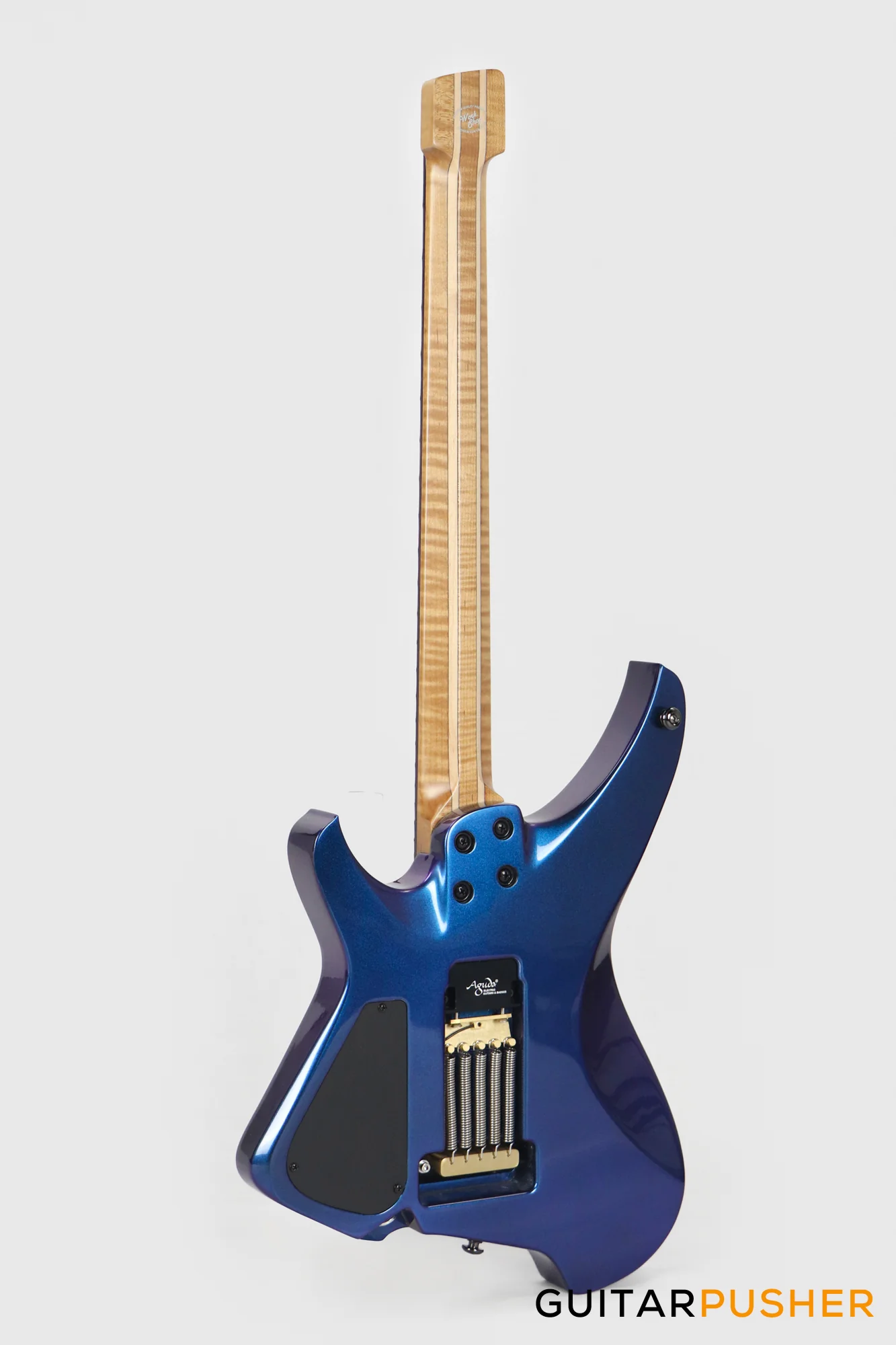 Aguda Black Hole Headless Electric Guitar Mahogany Body Ebony Fretboard - Metallic Neptune - Image 7
