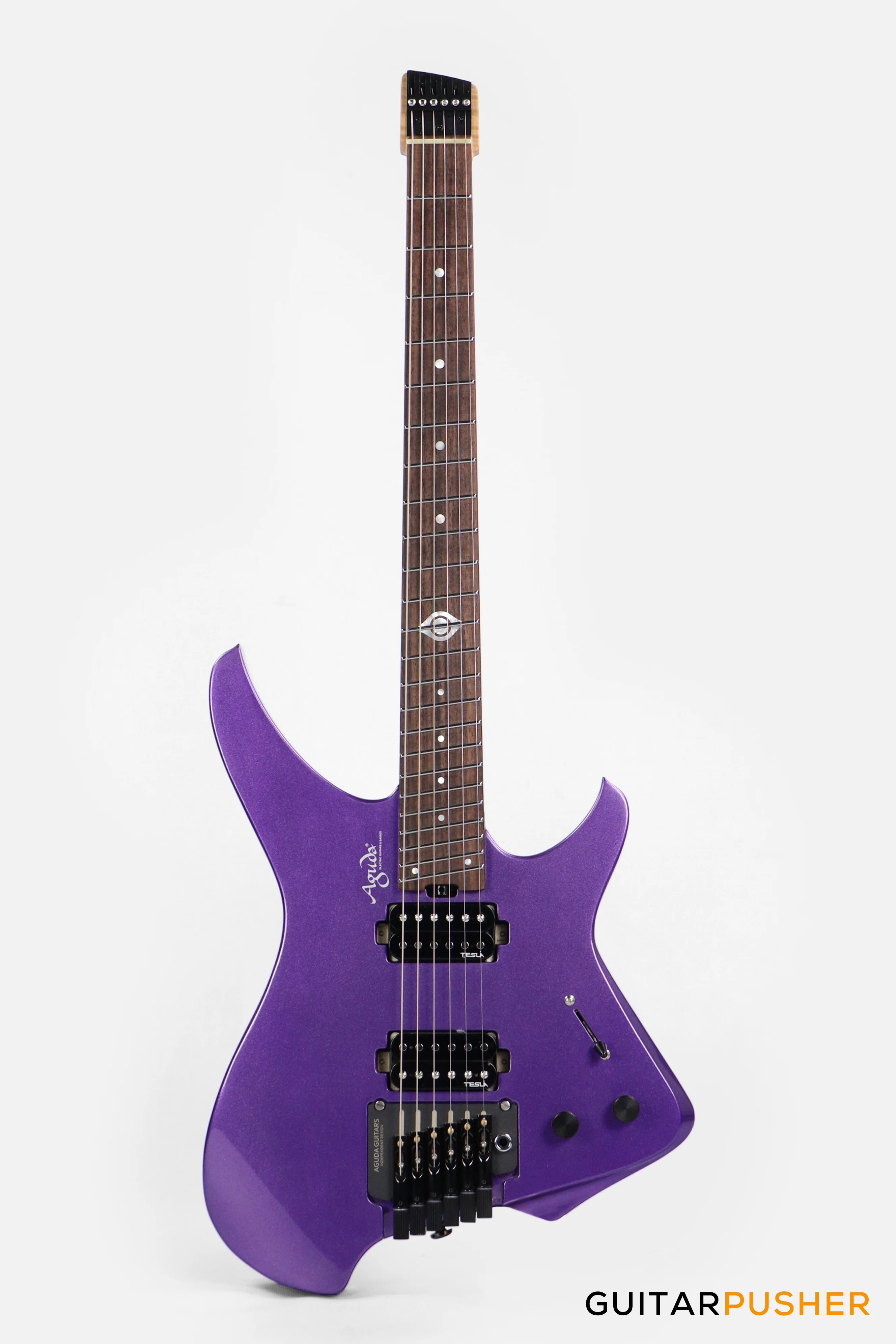 Aguda Black Hole Headless Electric Guitar Mahogany Body Ebony Fretboard - Metallic Purple - Image 2