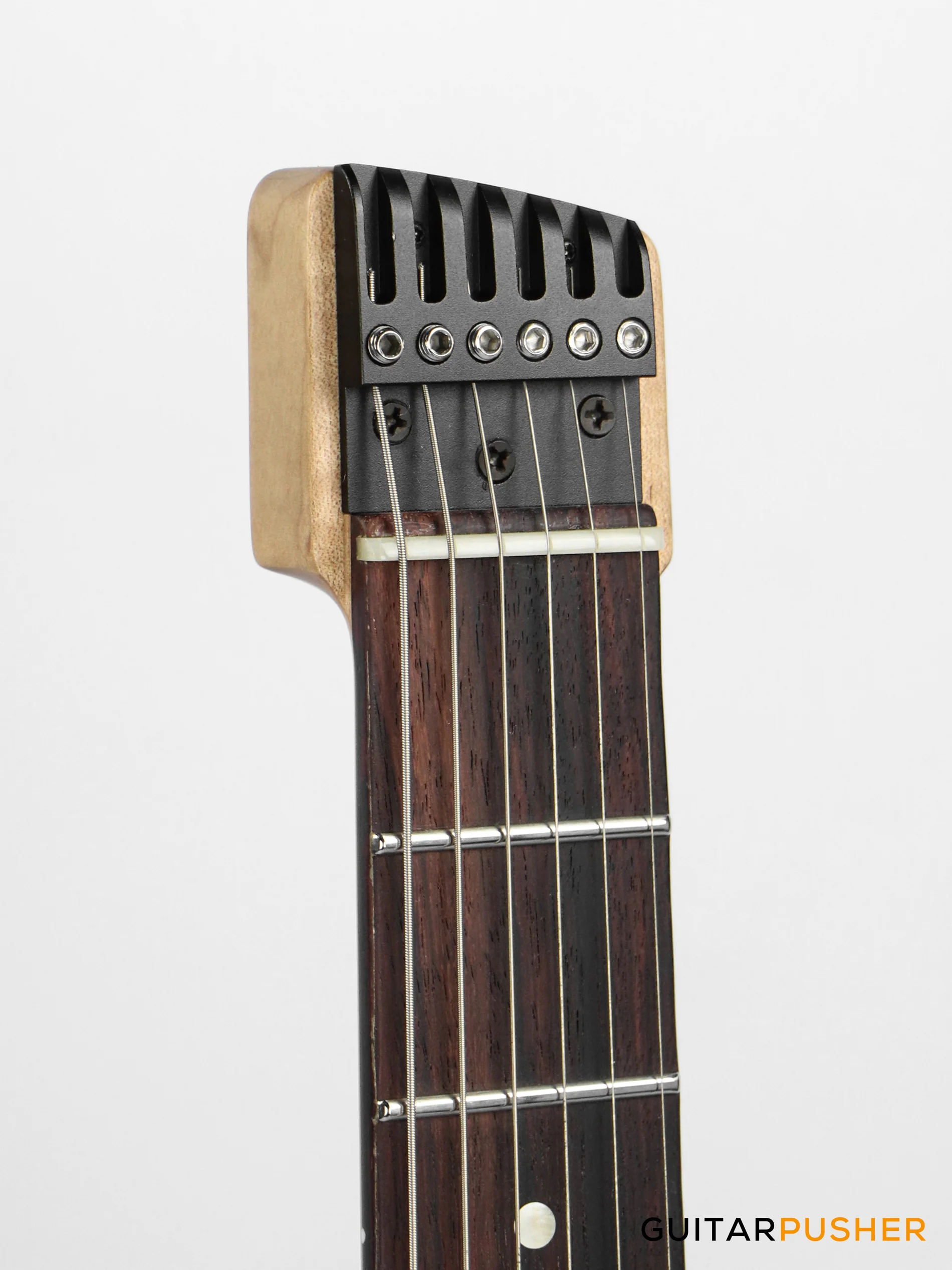 Aguda Black Hole Headless Electric Guitar Mahogany Body Ebony Fretboard - Sandblasted Red - Image 5
