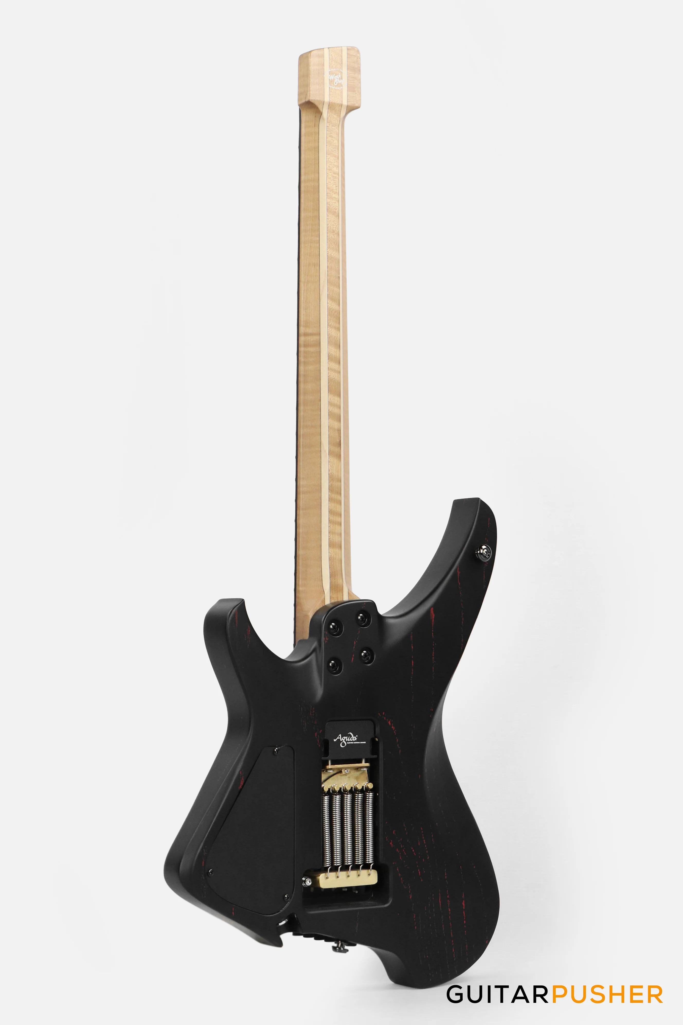 Aguda Black Hole Headless Electric Guitar Mahogany Body Ebony Fretboard - Sandblasted Red - Image 6