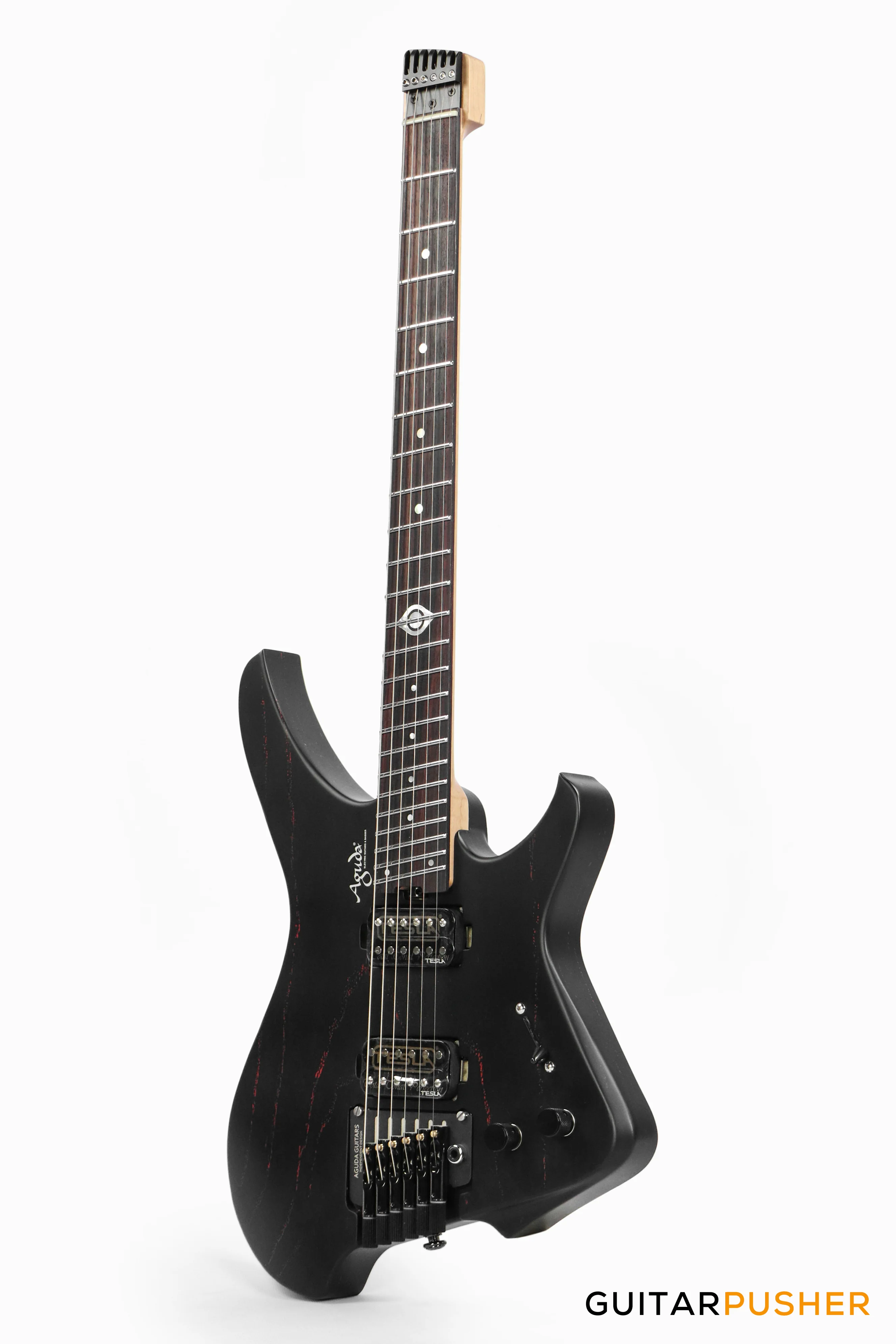 Aguda Black Hole Headless Electric Guitar Mahogany Body Ebony Fretboard - Sandblasted Red - Image 7
