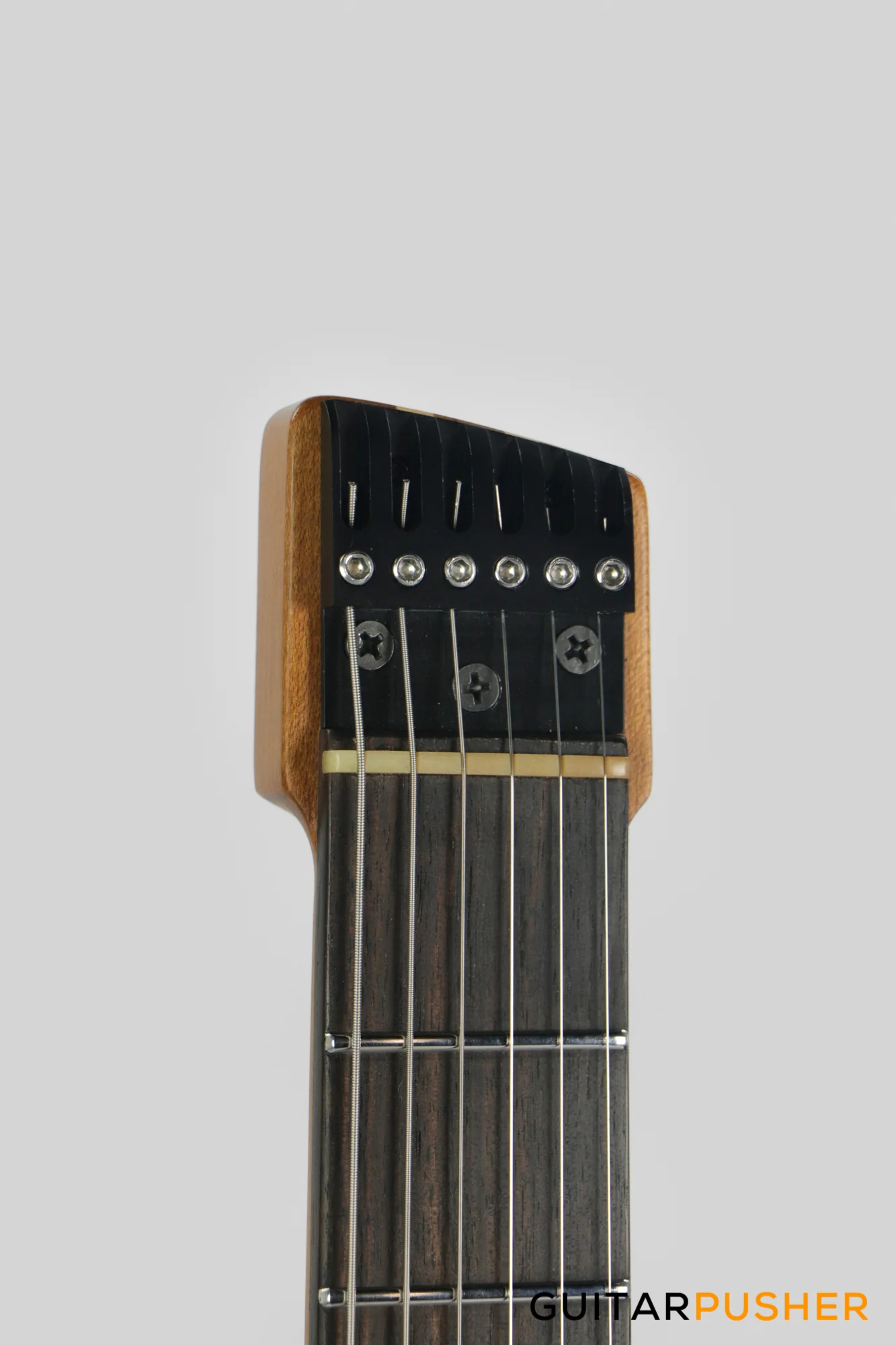 Aguda Black Hole Headless Electric Guitar Mahogany Body Ebony Fretboard - White Natural - Image 11