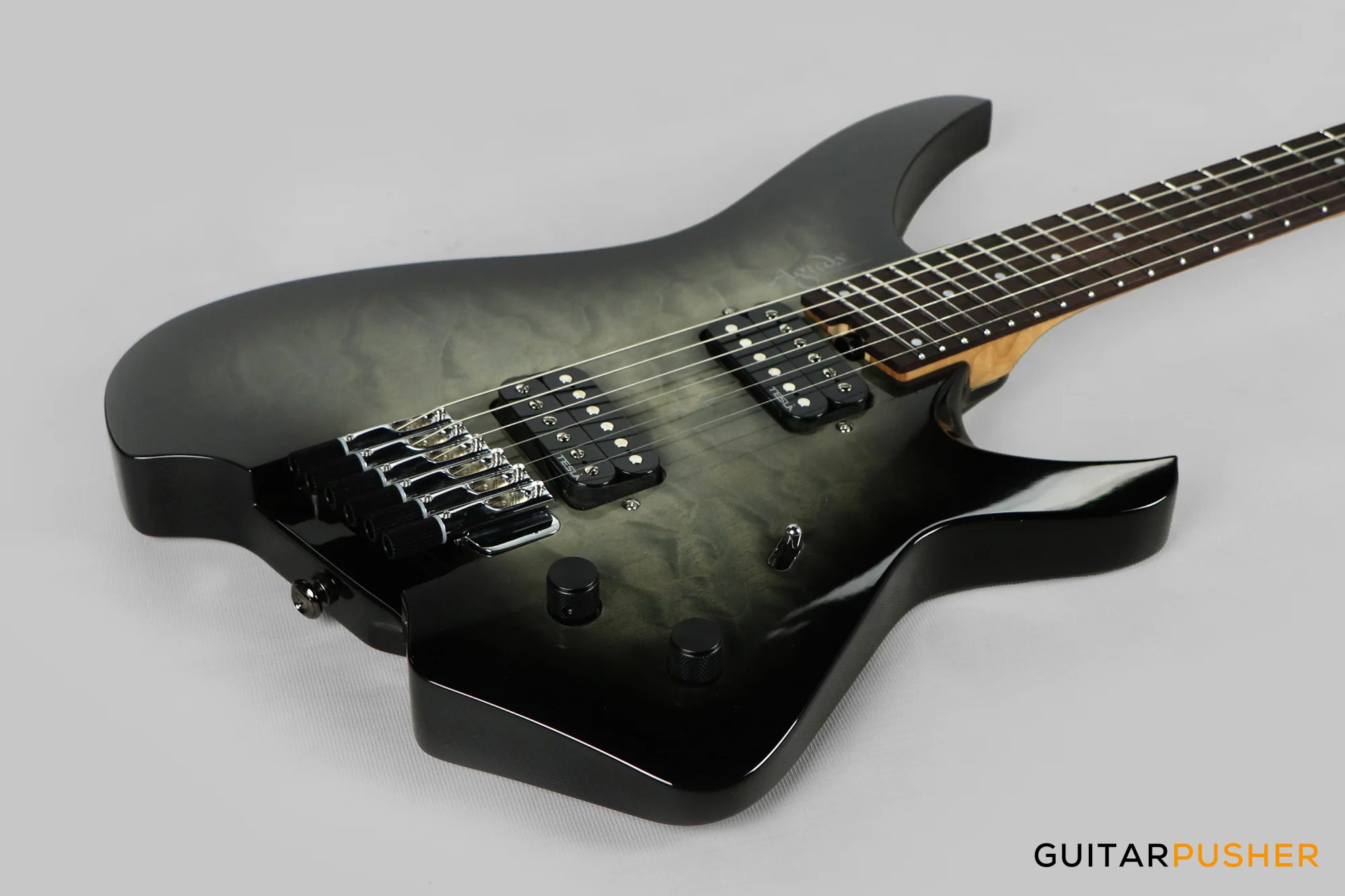 Aguda Black Hole X (2024) Headless Electric Guitar Mahogany Body Rosewood Fretboard - Transblack Natural Quilt Burst - Image 11
