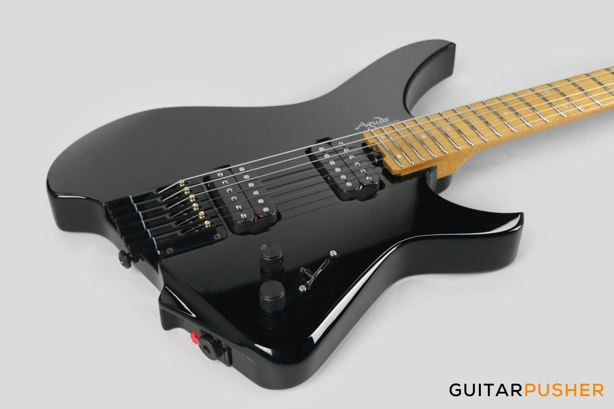 Aguda Musicboy Headless Electric Guitar Alder Body Roasted Maple Fretboard - Gloss Black - Image 11