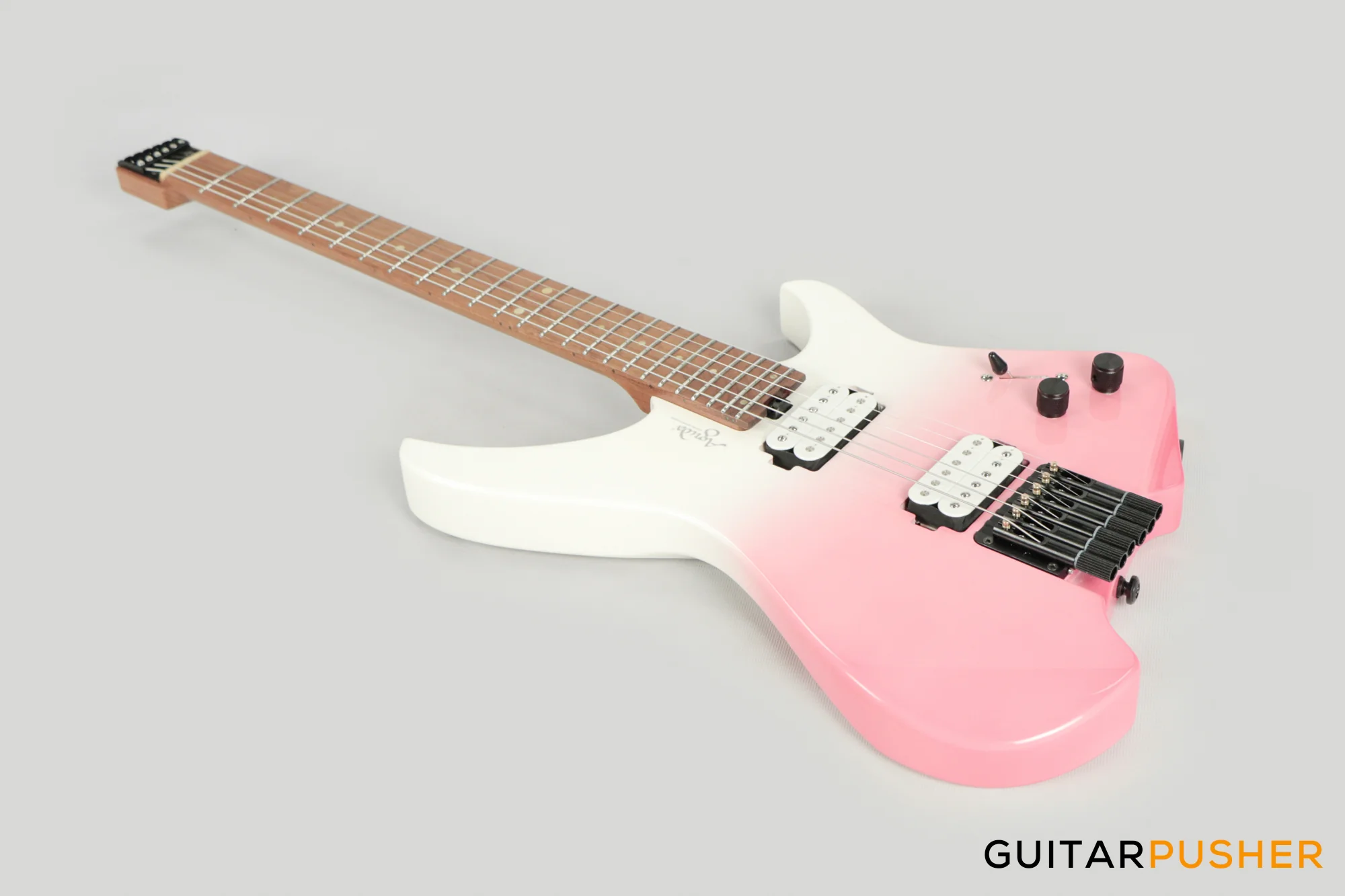 Aguda Musicboy Headless Electric Guitar Alder Body Roasted Maple Fretboard - Sakura Fade - Image 11