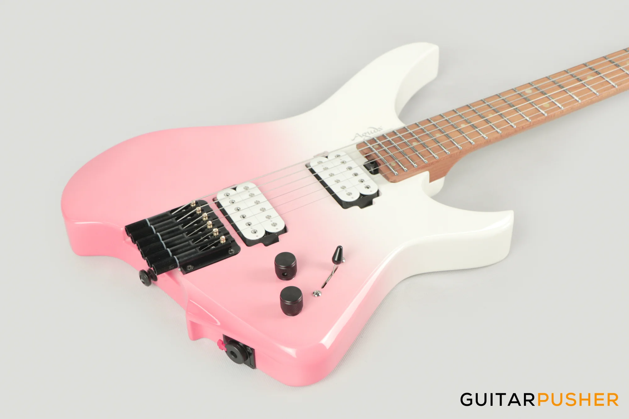 Aguda Musicboy Headless Electric Guitar Alder Body Roasted Maple Fretboard - Sakura Fade - Image 4