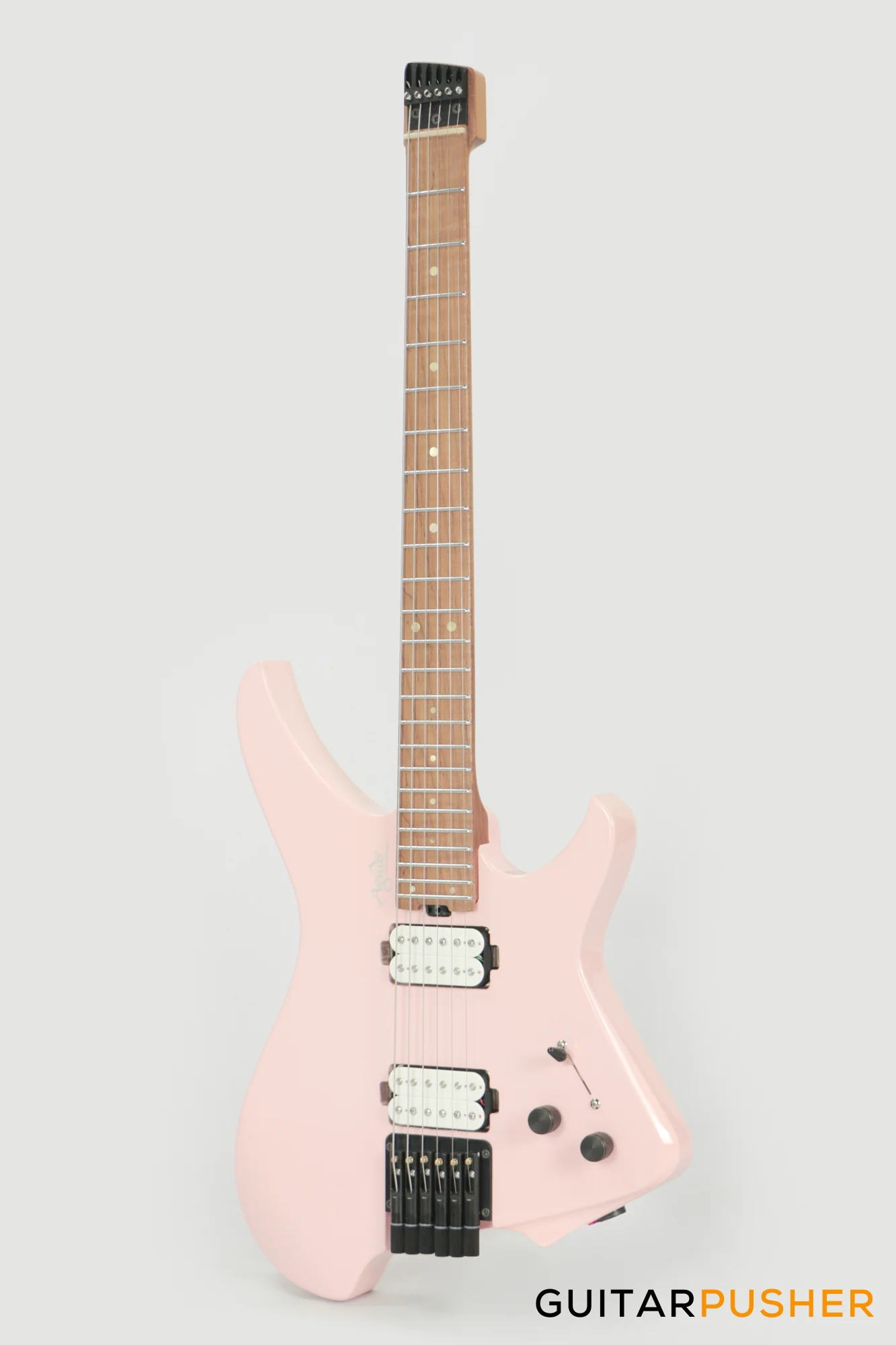 Aguda Musicboy Headless Electric Guitar Alder Body Roasted Maple Fretboard - Shell Pink - Image 8