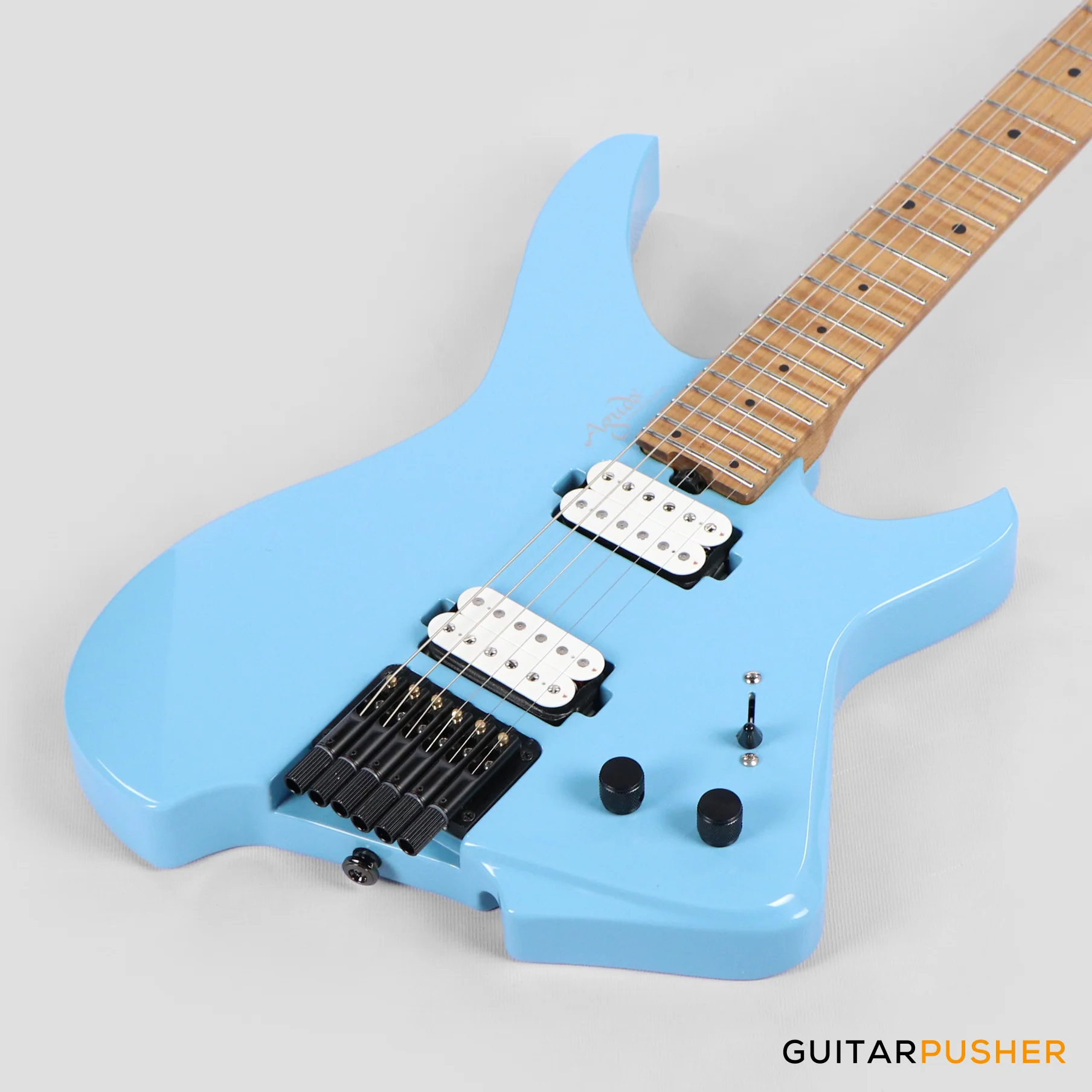 Aguda Musicboy Headless Electric Guitar Alder Body Roasted Maple Fretboard - Sonic Blue - Image 10