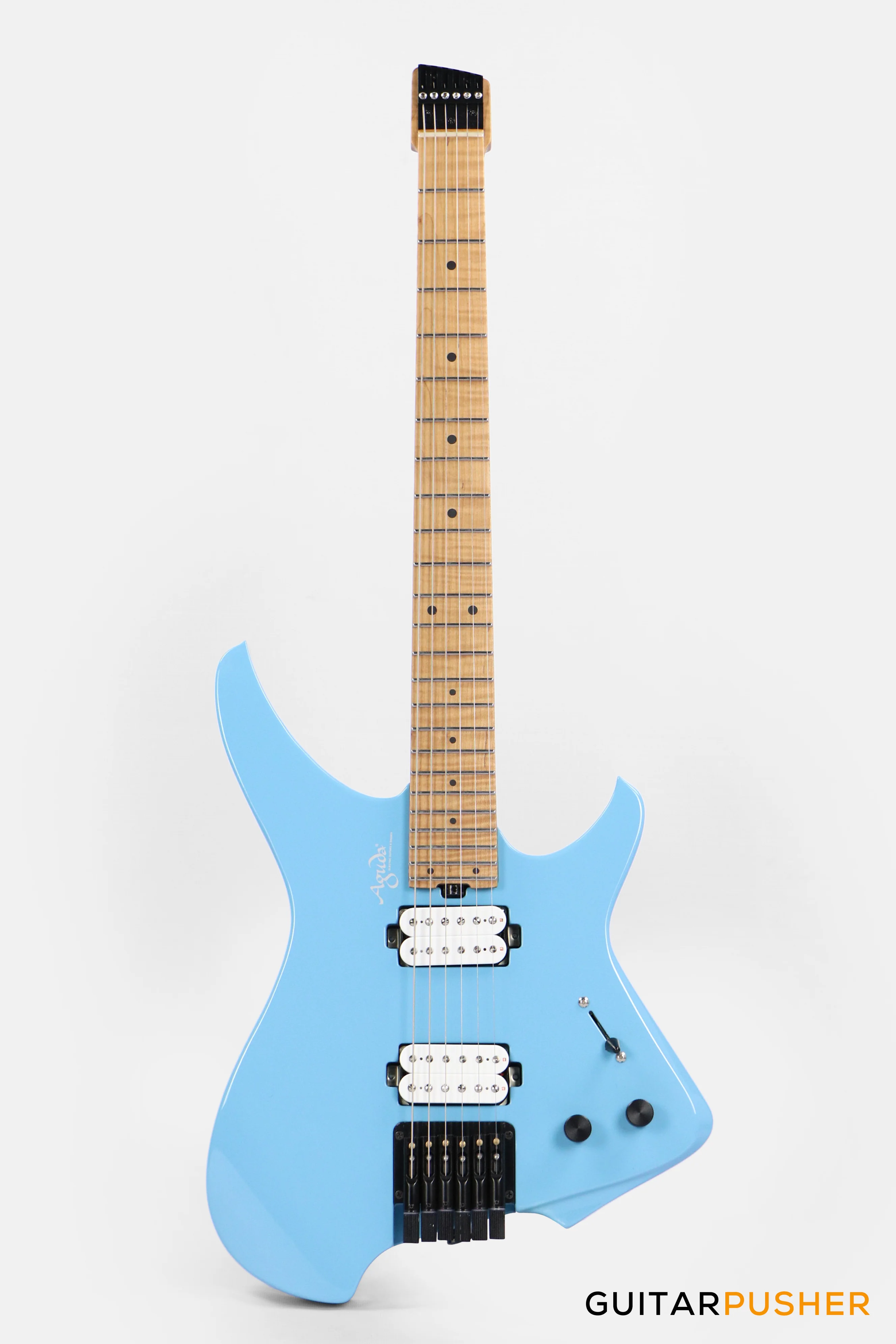 Aguda Musicboy Headless Electric Guitar Alder Body Roasted Maple Fretboard - Sonic Blue - Image 2