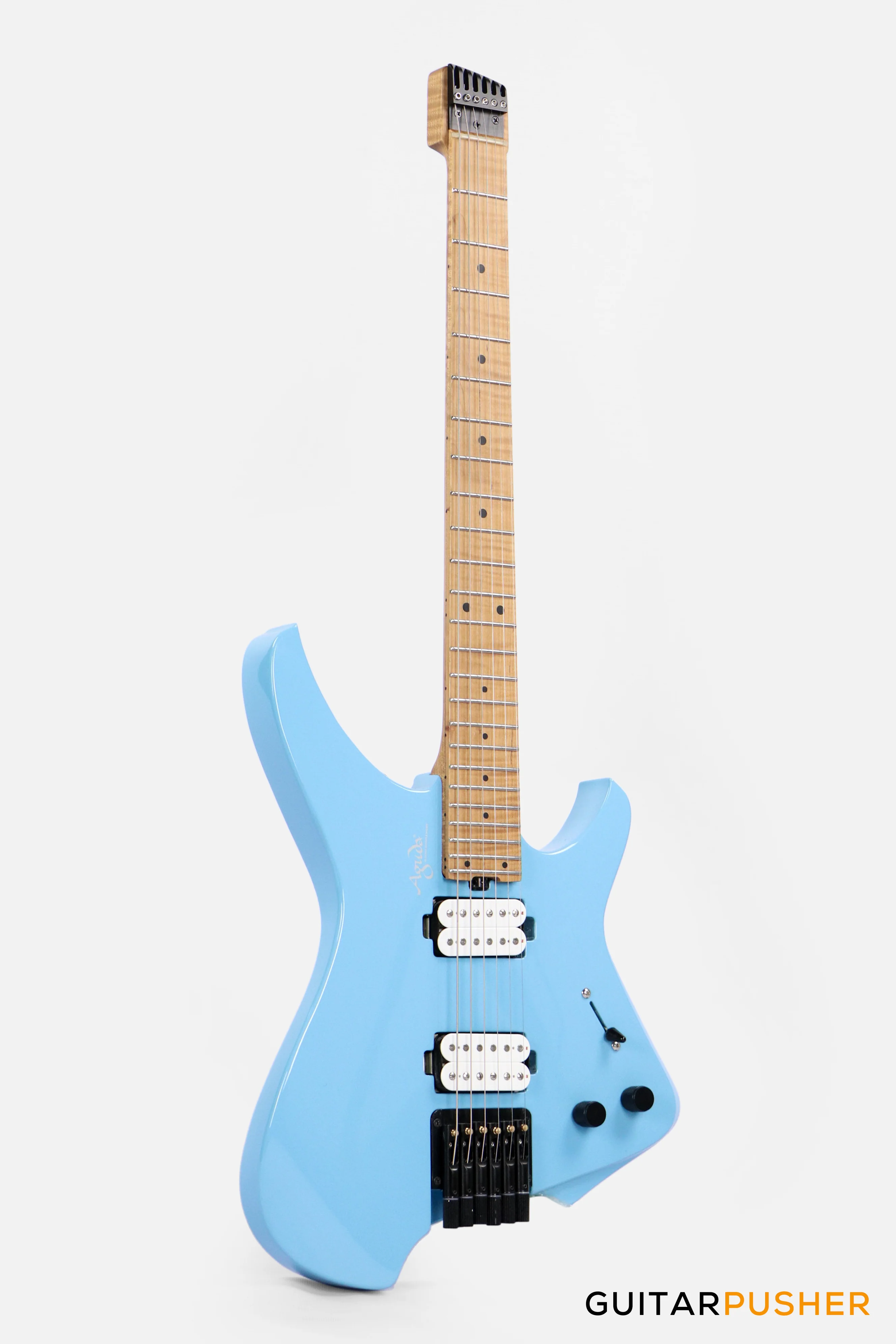 Aguda Musicboy Headless Electric Guitar Alder Body Roasted Maple Fretboard - Sonic Blue - Image 3