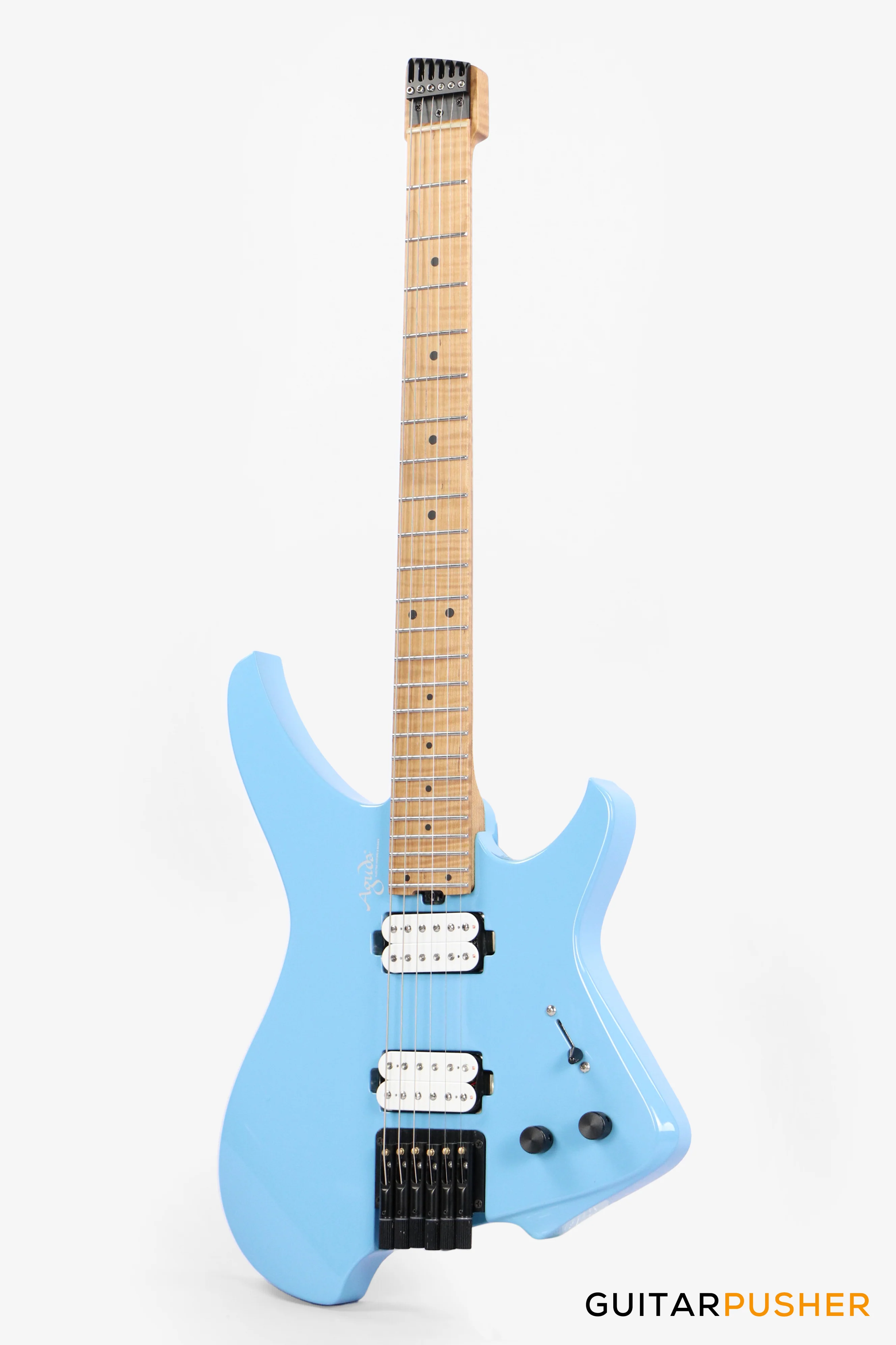 Aguda Musicboy Headless Electric Guitar Alder Body Roasted Maple Fretboard - Sonic Blue - Image 7