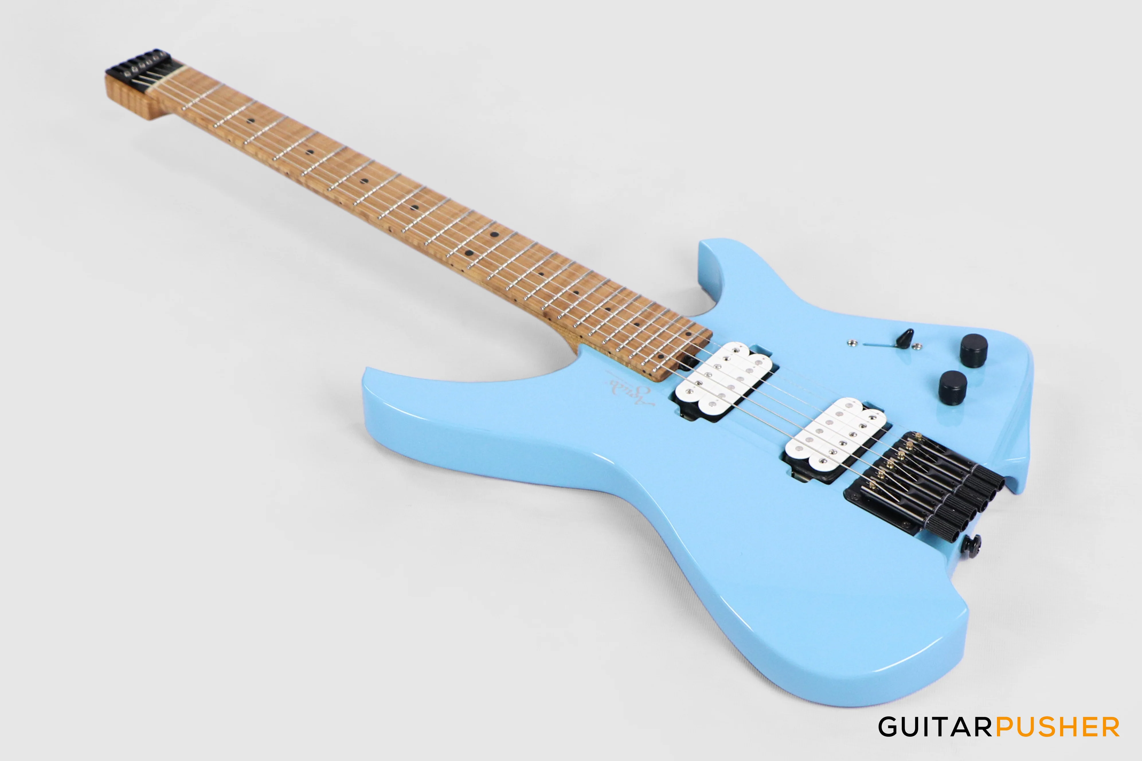 Aguda Musicboy Headless Electric Guitar Alder Body Roasted Maple Fretboard - Sonic Blue - Image 9
