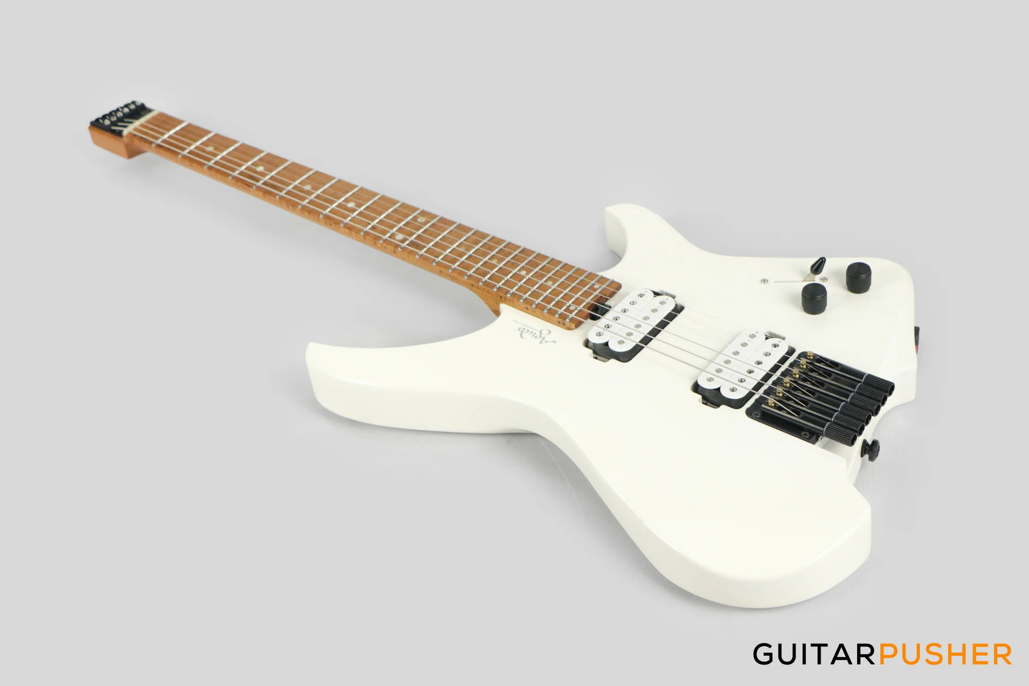 Aguda Musicboy Headless Electric Guitar Alder Body Roasted Maple Fretboard - Snow White - Image 10