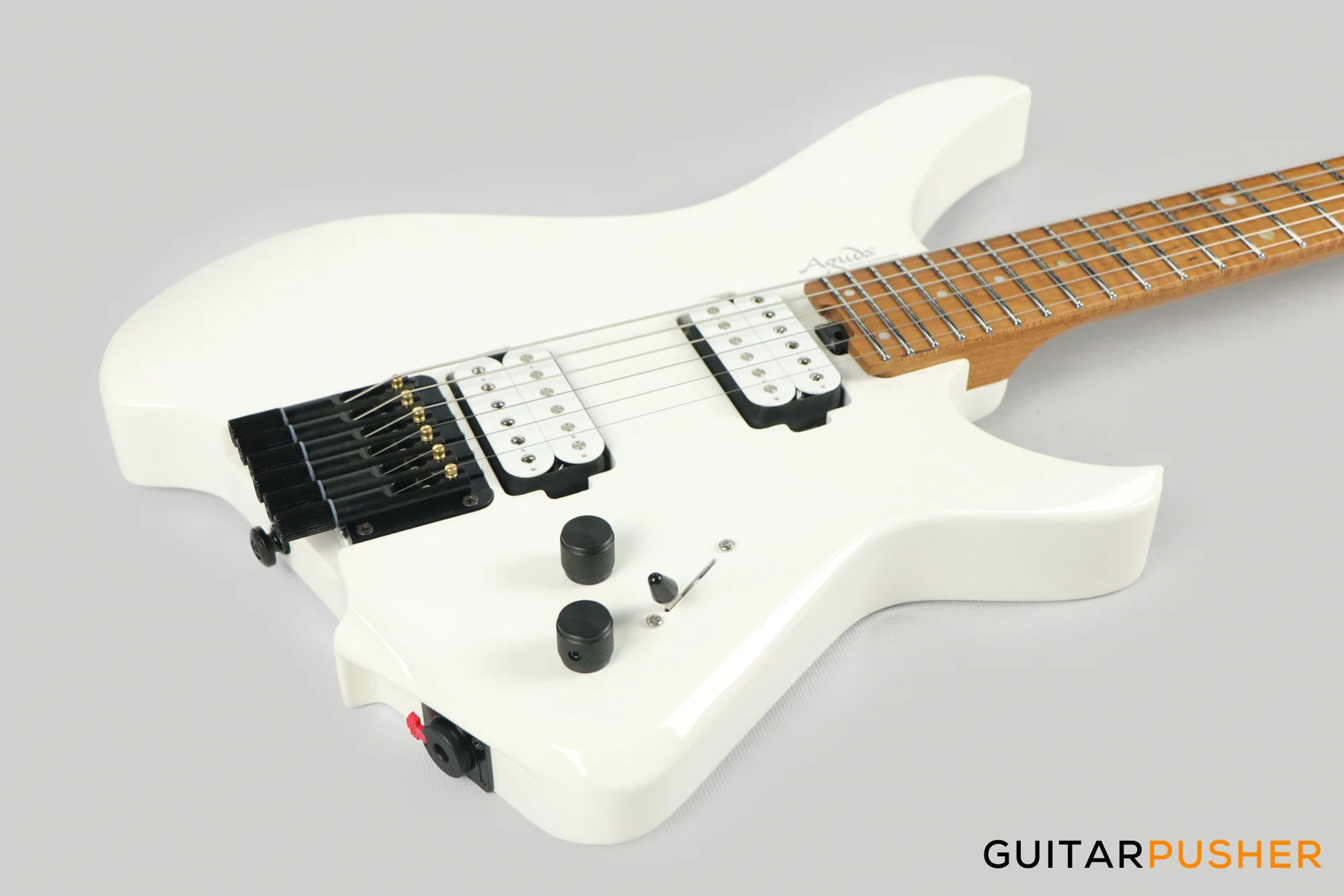 Aguda Musicboy Headless Electric Guitar Alder Body Roasted Maple Fretboard - Snow White - Image 11