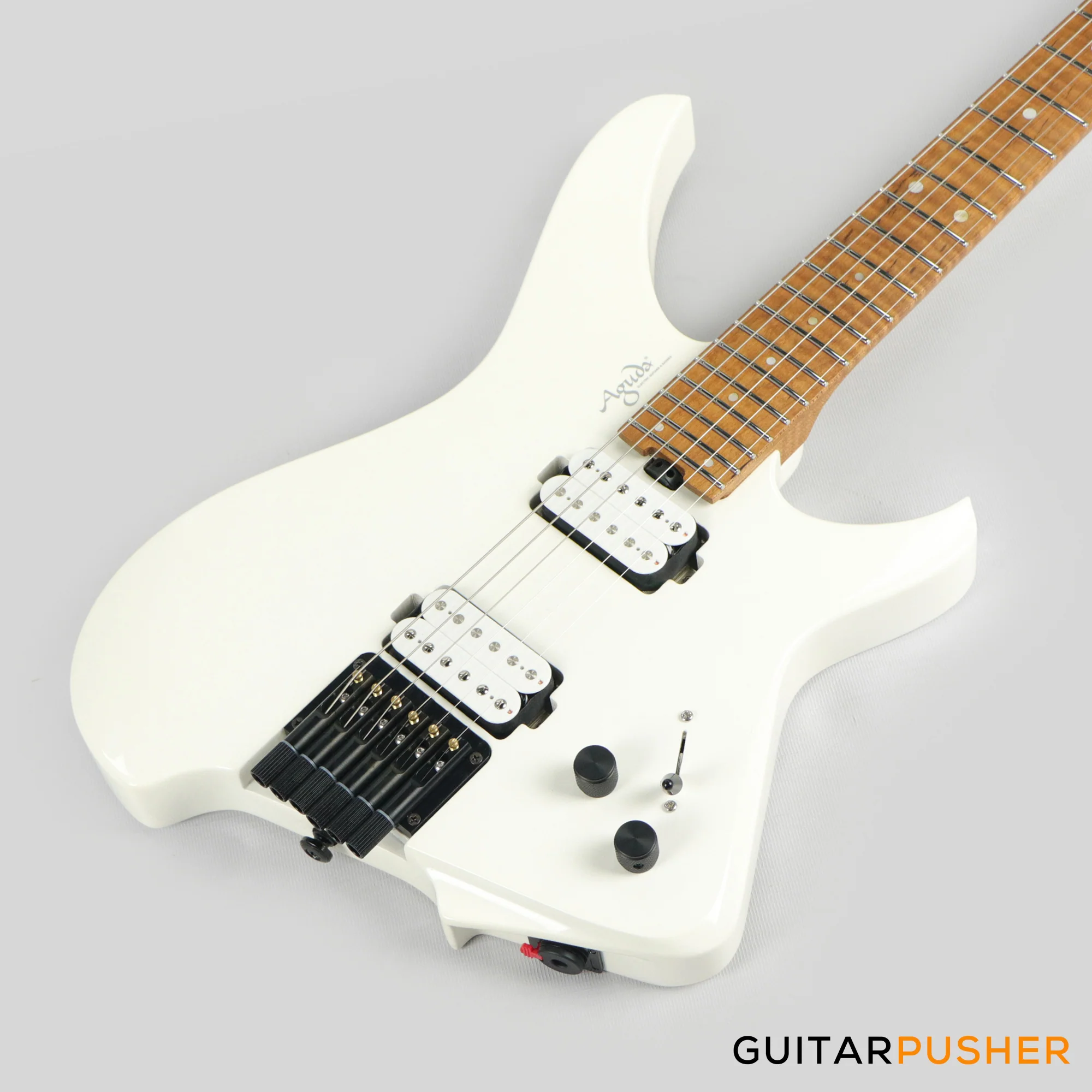 Aguda Musicboy Headless Electric Guitar Alder Body Roasted Maple Fretboard - Snow White - Image 12