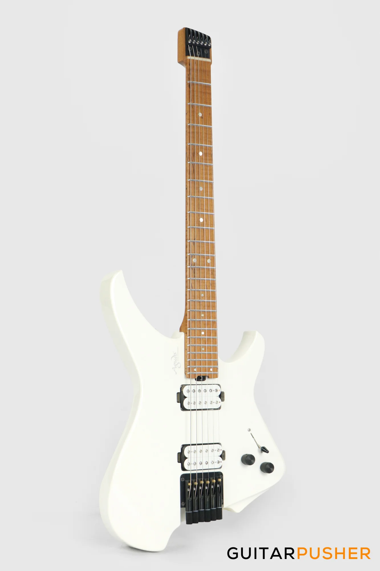 Aguda Musicboy Headless Electric Guitar Alder Body Roasted Maple Fretboard - Snow White - Image 4