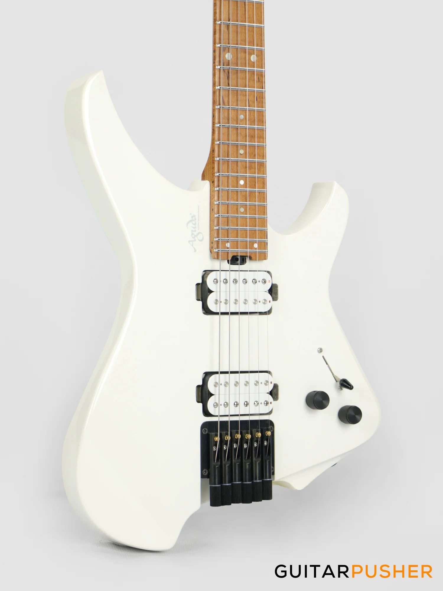 Aguda Musicboy Headless Electric Guitar Alder Body Roasted Maple Fretboard - Snow White - Image 5