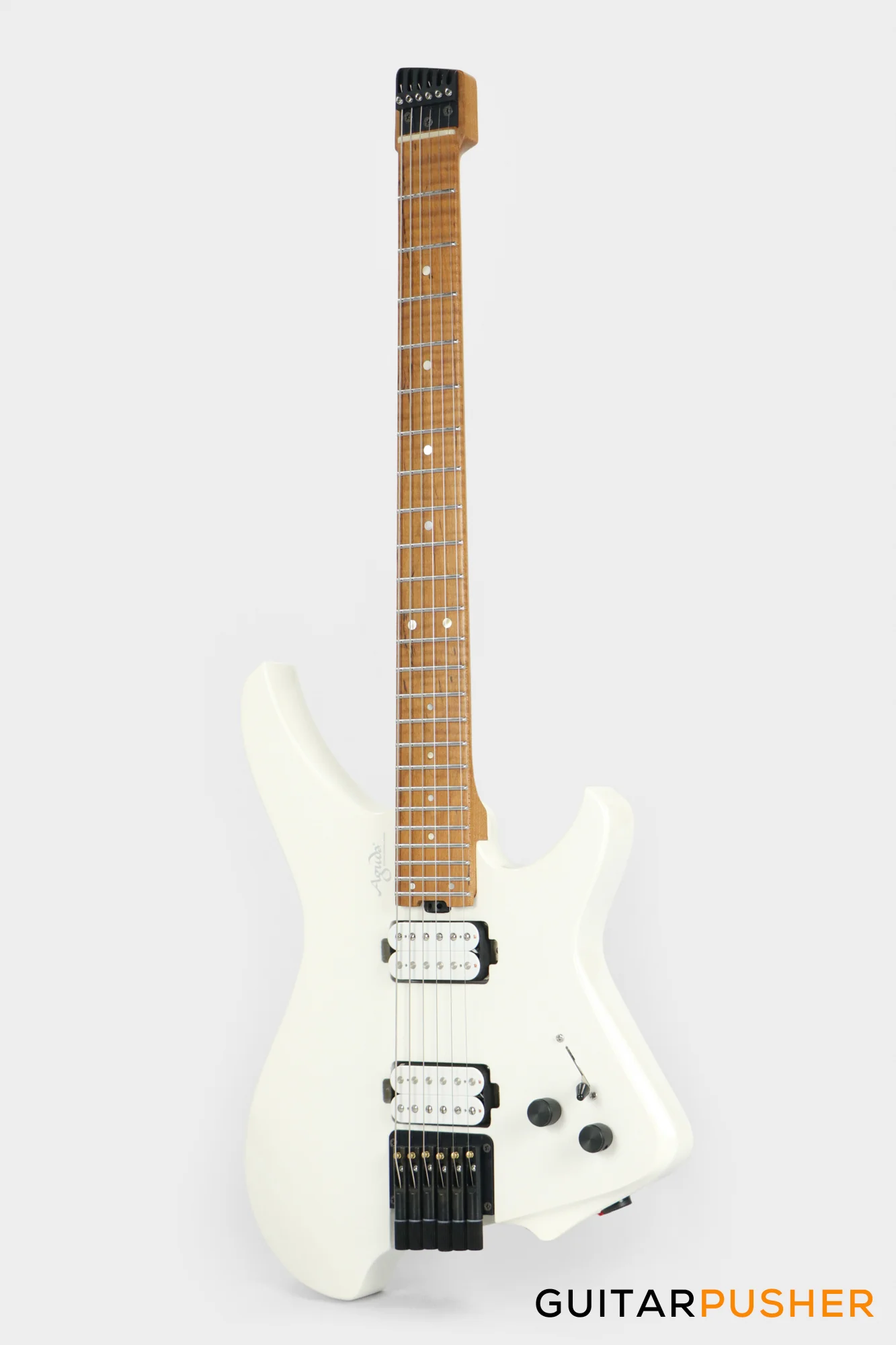 Aguda Musicboy Headless Electric Guitar Alder Body Roasted Maple Fretboard - Snow White - Image 8