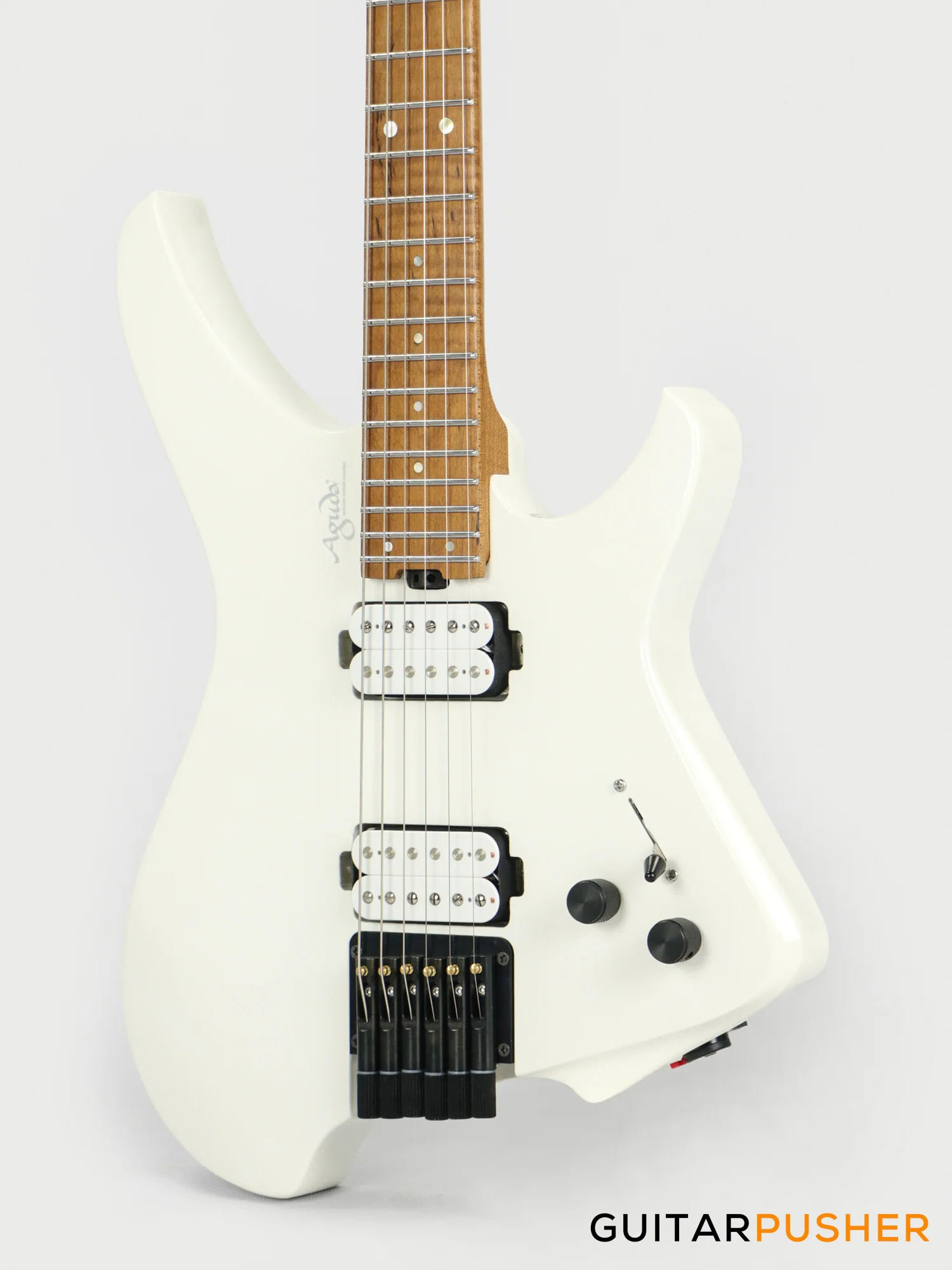 Aguda Musicboy Headless Electric Guitar Alder Body Roasted Maple Fretboard - Snow White - Image 9