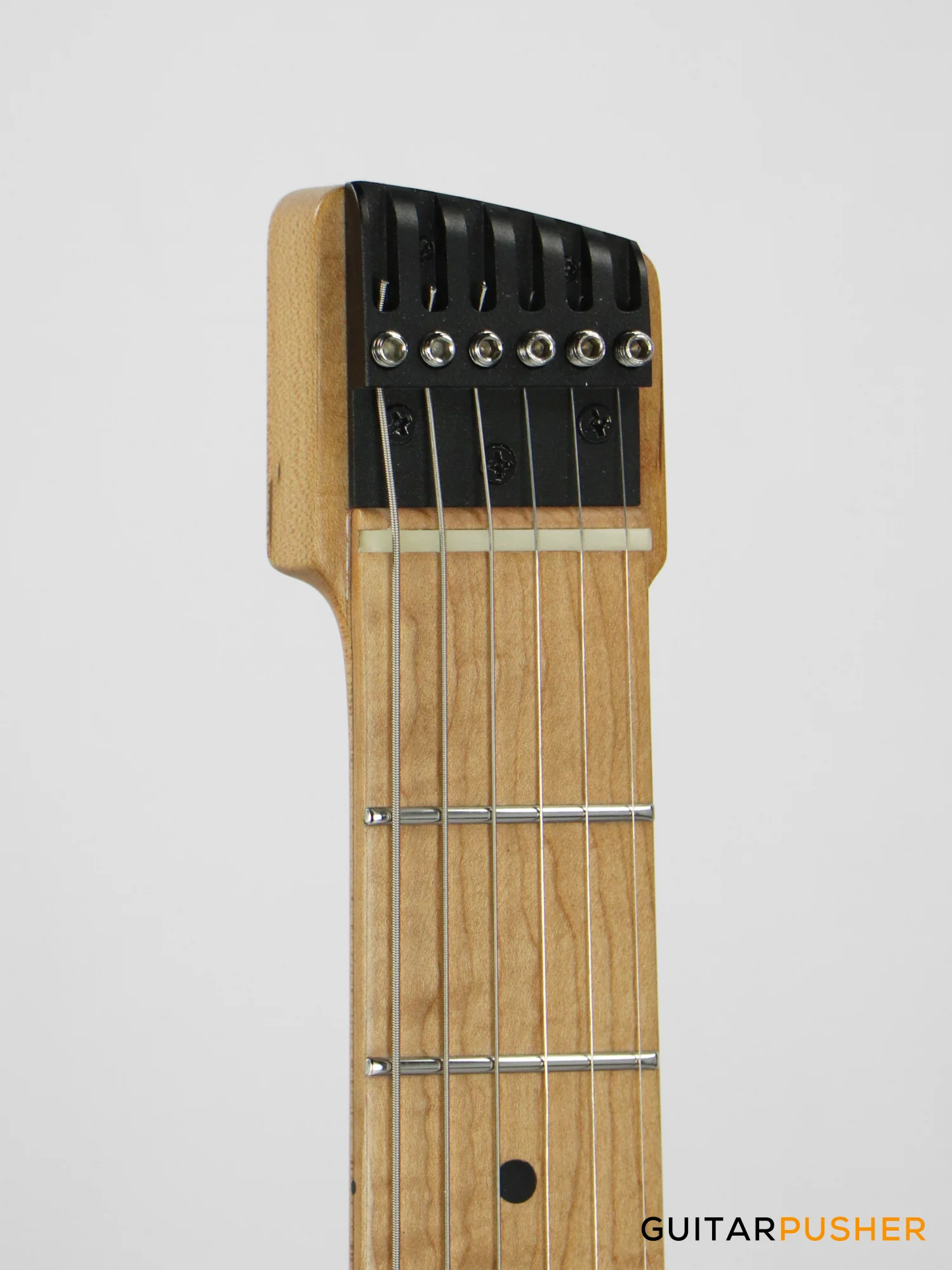 Aguda Musicboy Pro Headless Electric Guitar Alder Body Roasted Maple Fretboard - Capri Orange w/ Cream Pickguard - Image 5