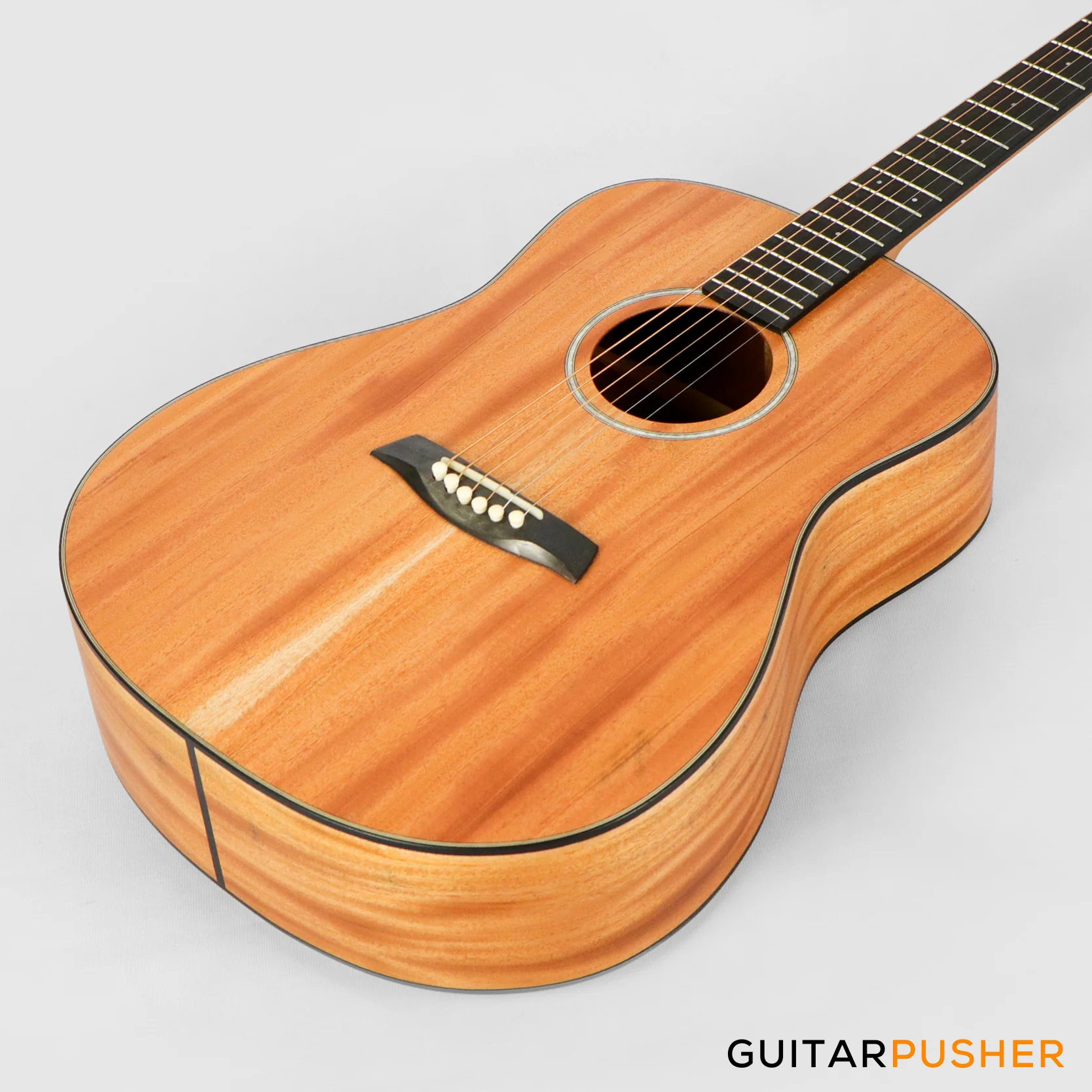 Alama Dreadnought All-Solid Wood Philippine Mahogany Acoustic Guitar - Natural - Image 11