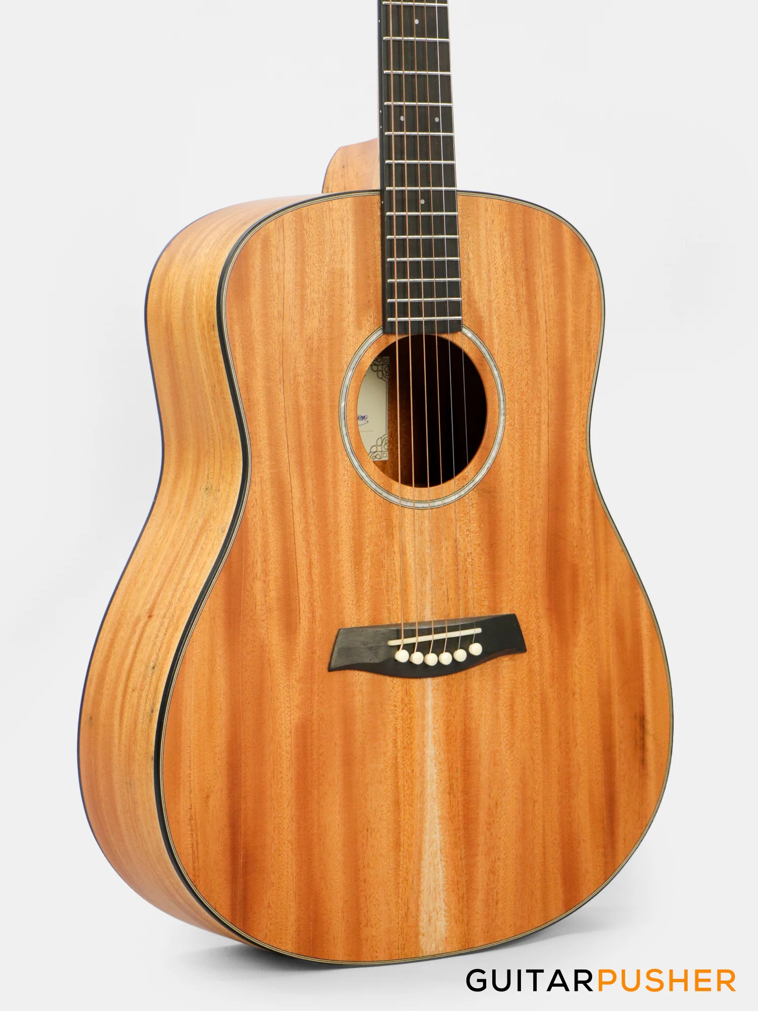 Alama Dreadnought All-Solid Wood Philippine Mahogany Acoustic Guitar - Natural - Image 4