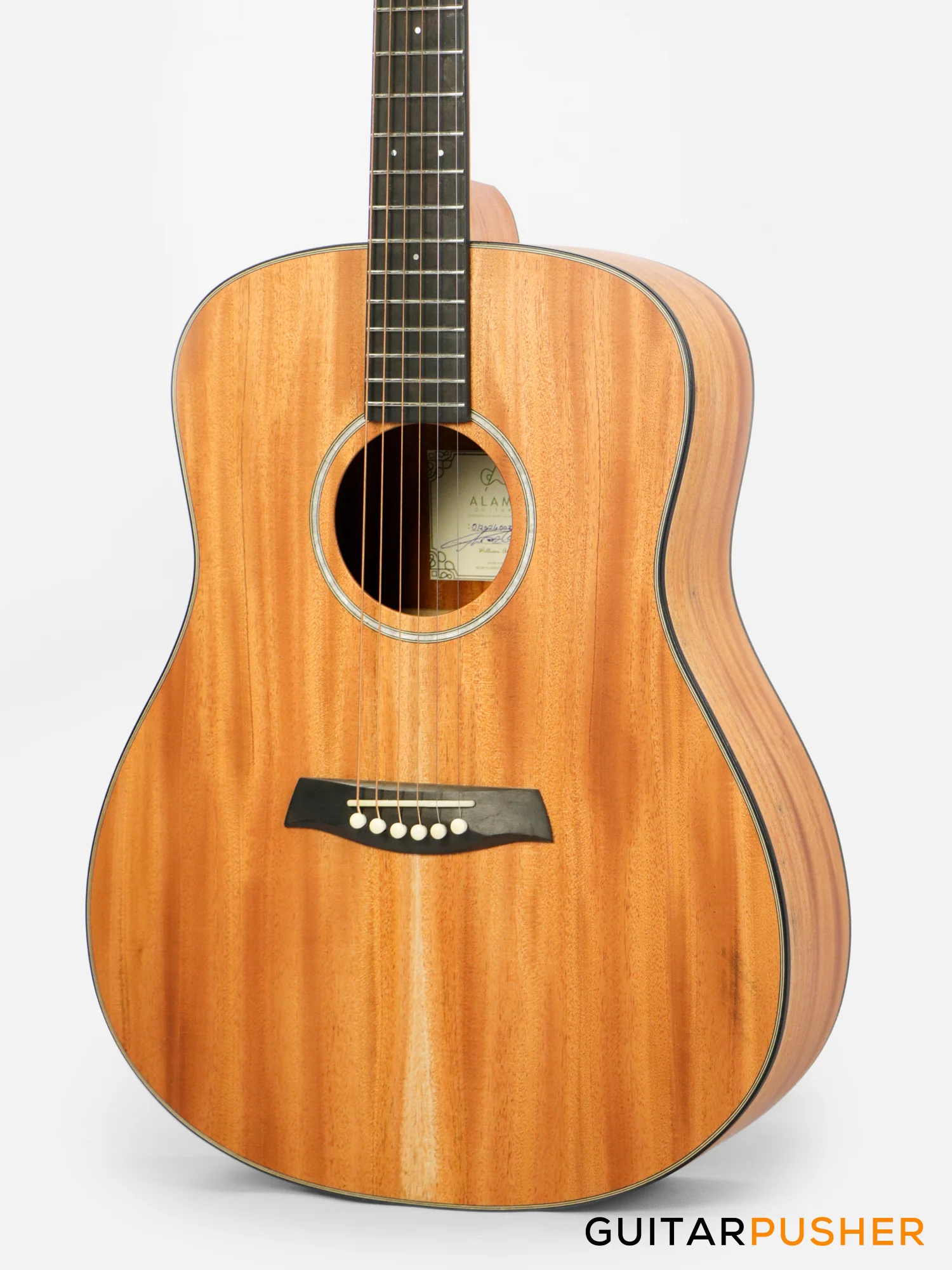 Alama Dreadnought All-Solid Wood Philippine Mahogany Acoustic Guitar - Natural - Image 9