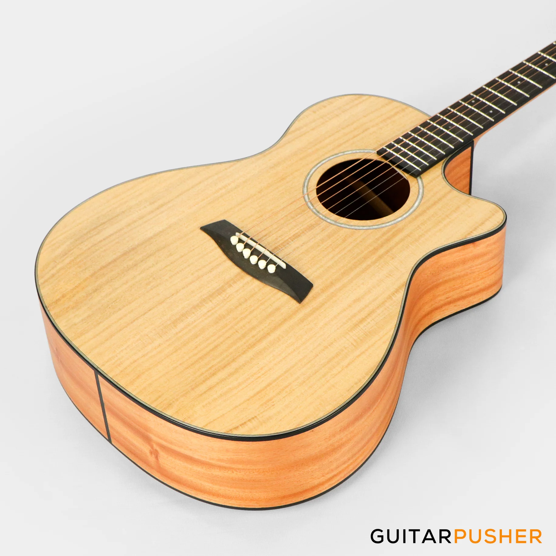 Alama Grand Auditorium Cutaway All-Solid Wood Gmelina/Philippine Mahogany Acoustic Guitar - Natural - Image 10