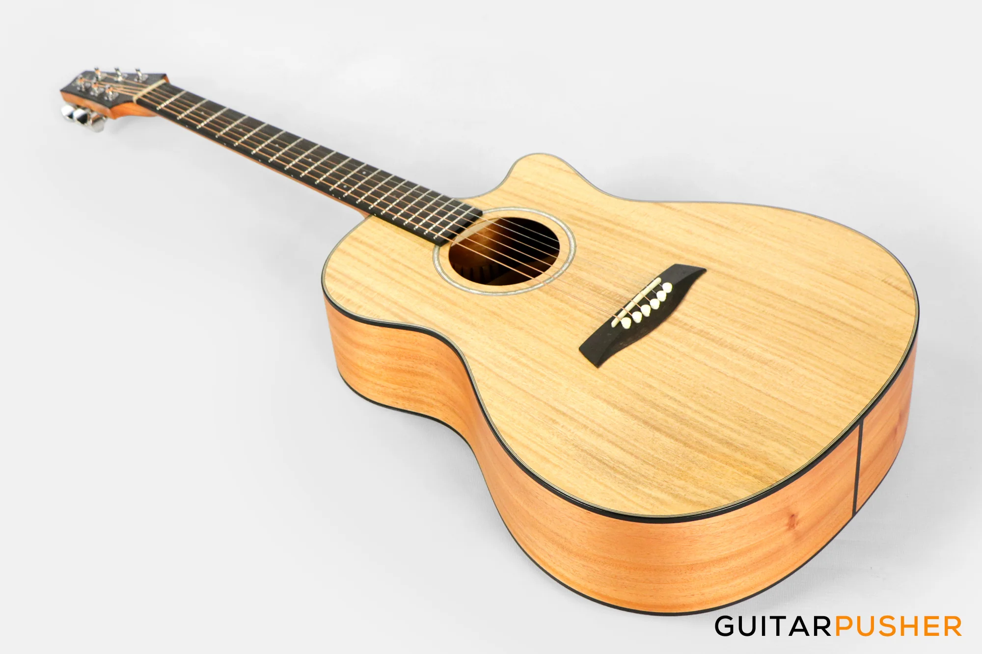 Alama Grand Auditorium Cutaway All-Solid Wood Gmelina/Philippine Mahogany Acoustic Guitar - Natural - Image 11