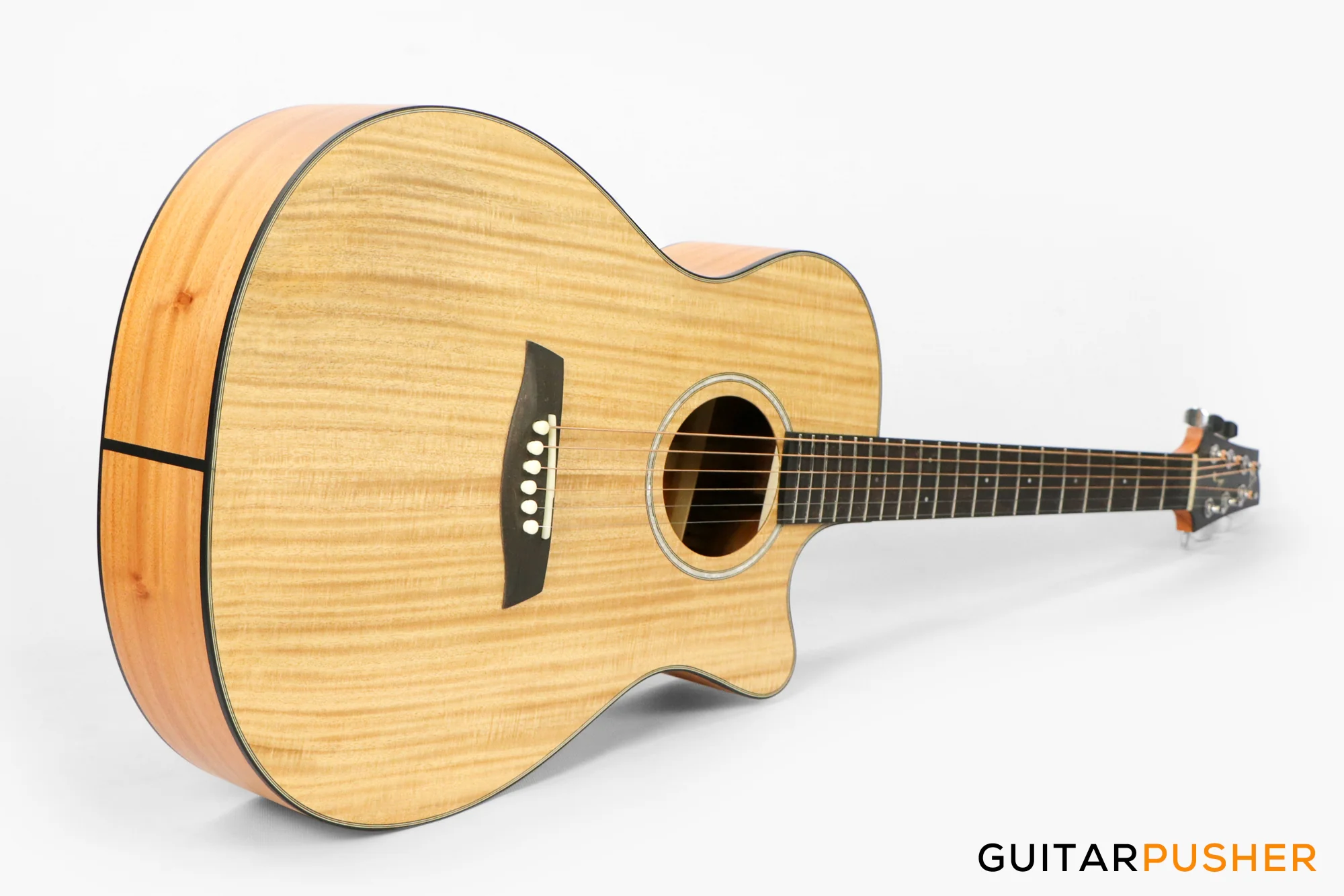 Alama Grand Auditorium Cutaway All-Solid Wood Gmelina/Philippine Mahogany Acoustic Guitar - Natural - Image 12