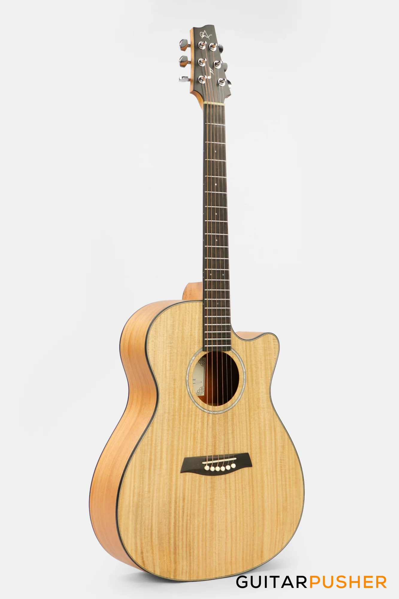 Alama Grand Auditorium Cutaway All-Solid Wood Gmelina/Philippine Mahogany Acoustic Guitar - Natural - Image 3