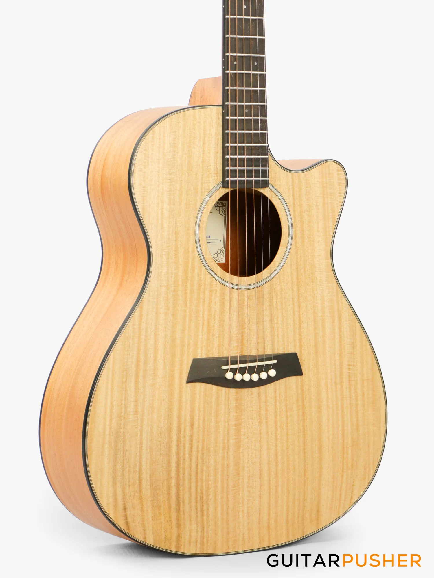 Alama Grand Auditorium Cutaway All-Solid Wood Gmelina/Philippine Mahogany Acoustic Guitar - Natural - Image 4