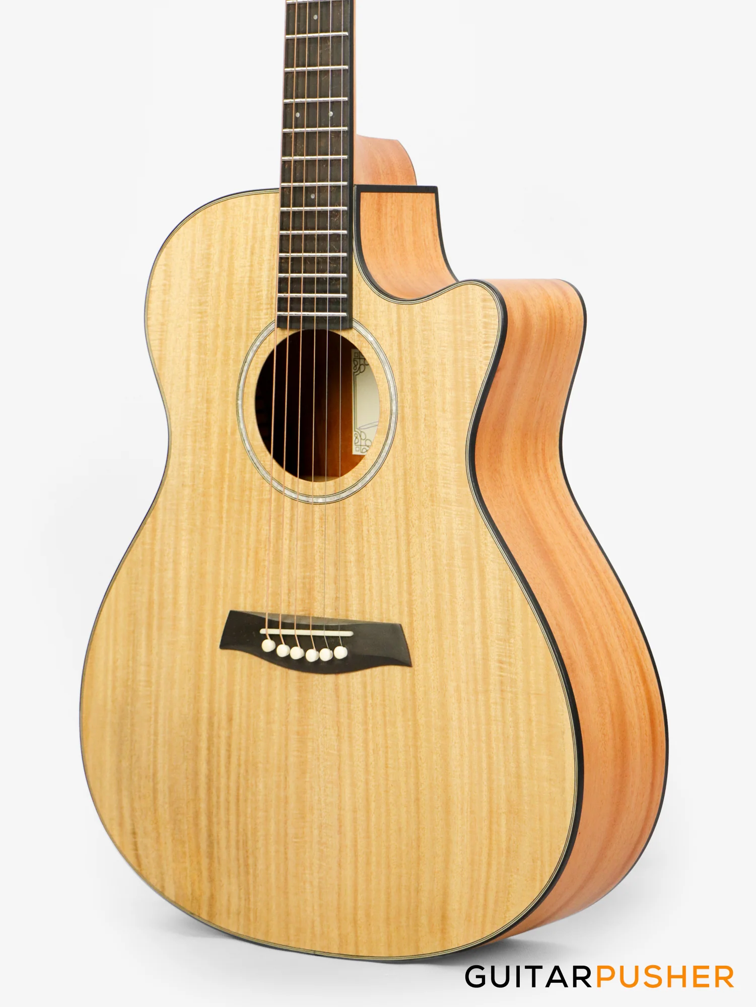 Alama Grand Auditorium Cutaway All-Solid Wood Gmelina/Philippine Mahogany Acoustic Guitar - Natural - Image 6
