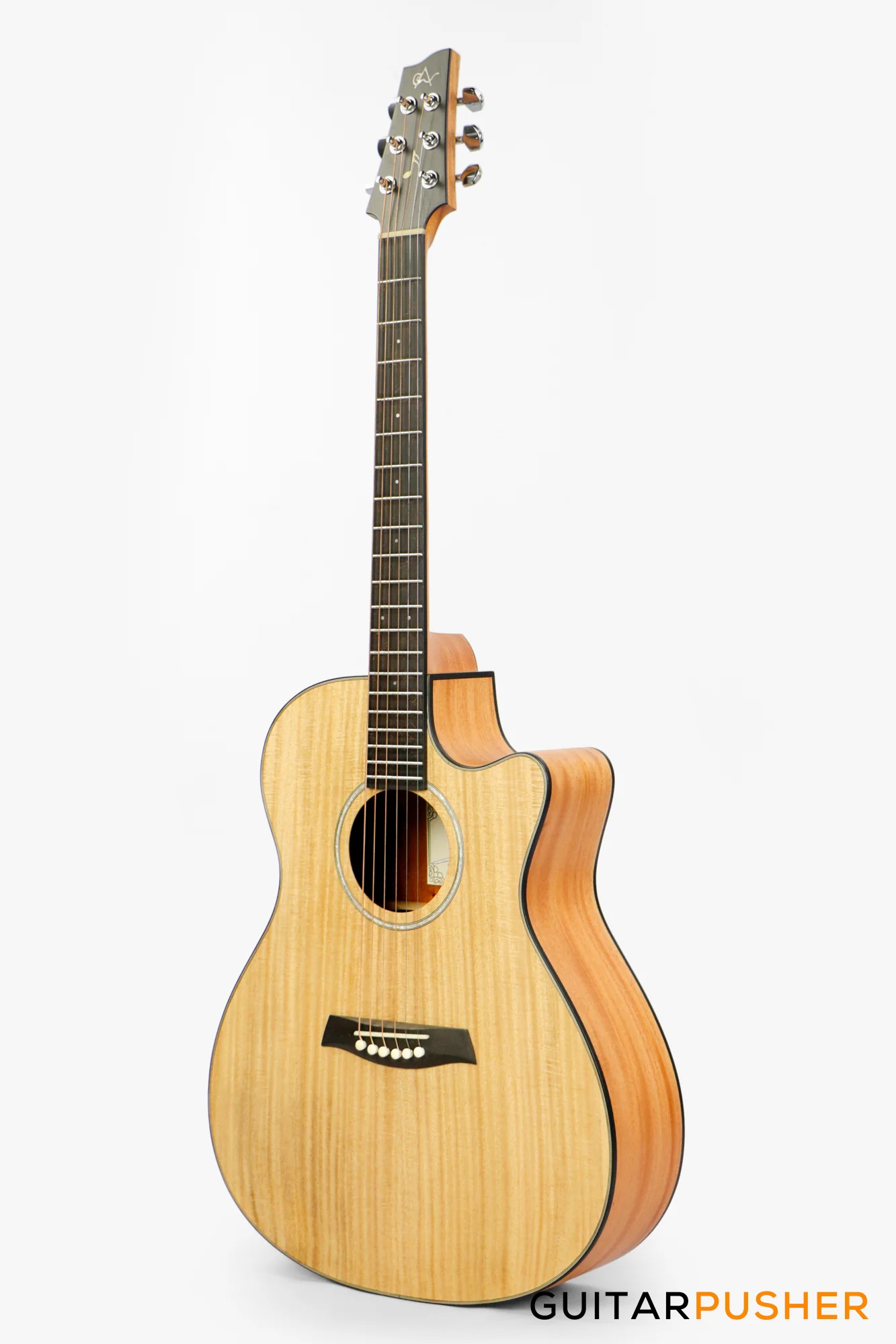Alama Grand Auditorium Cutaway All-Solid Wood Gmelina/Philippine Mahogany Acoustic Guitar - Natural - Image 7
