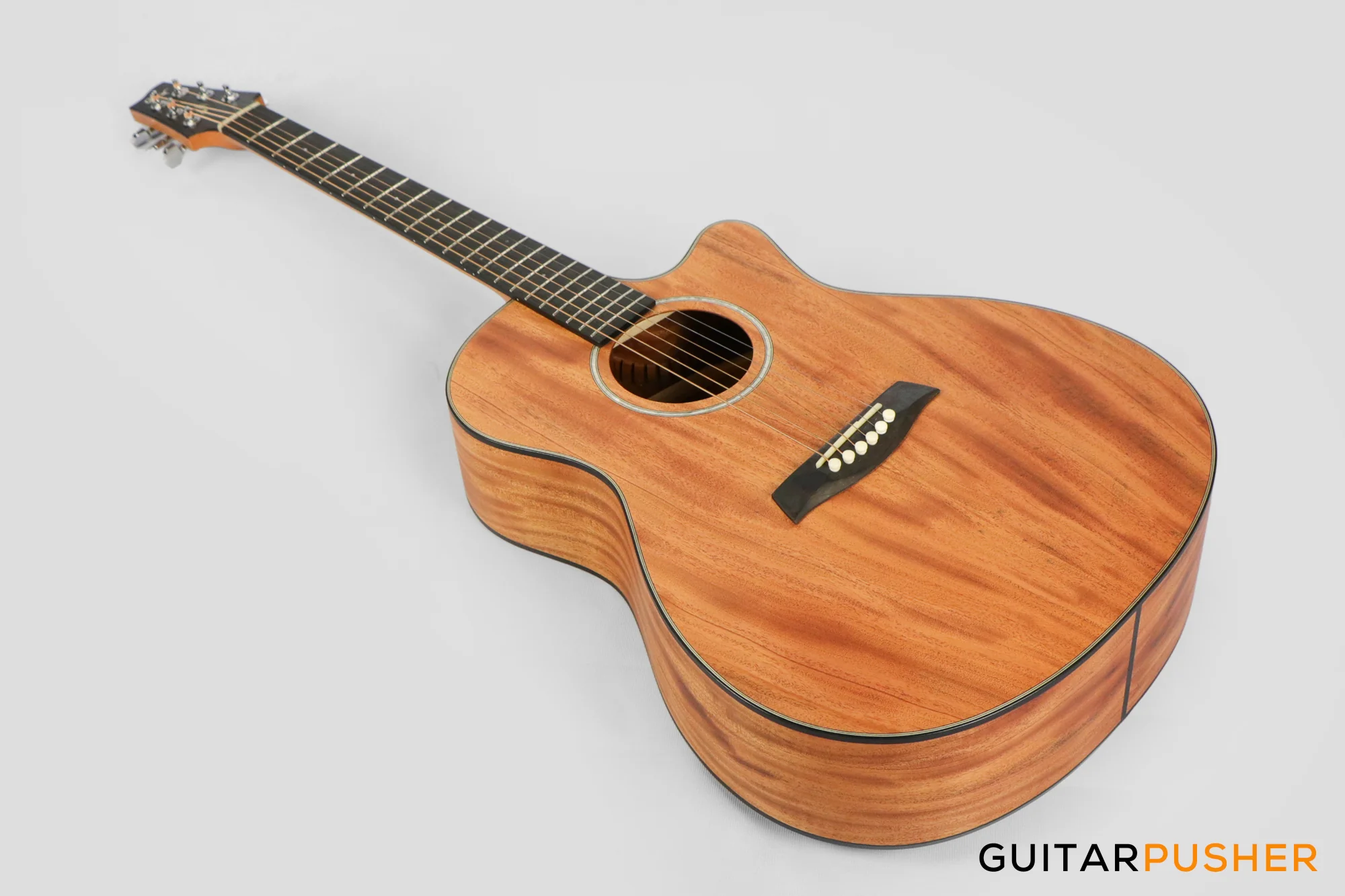 Alama Grand Auditorium Cutaway All-Solid Wood Philippine Mahogany Acoustic Guitar - Natural - Image 4