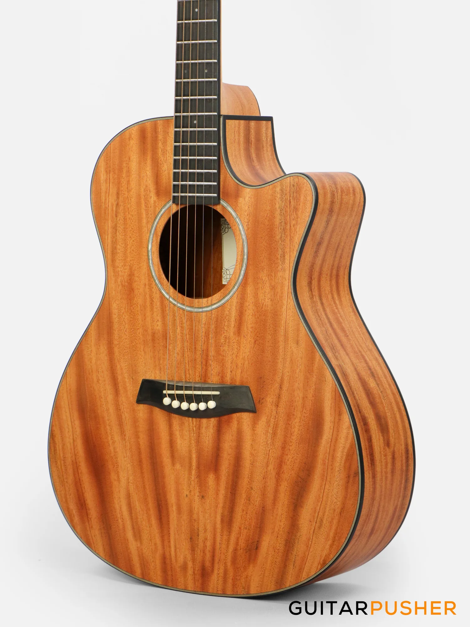 Alama Grand Auditorium Cutaway All-Solid Wood Philippine Mahogany Acoustic Guitar - Natural - Image 5
