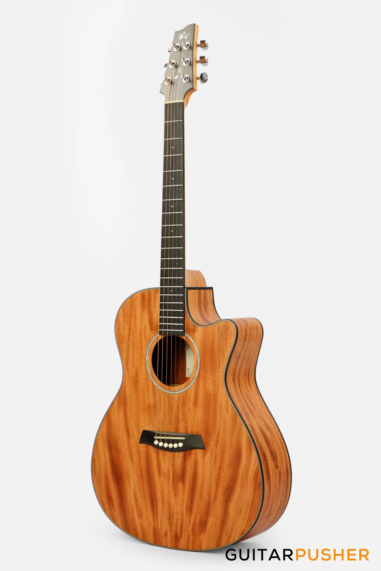 Alama Grand Auditorium Cutaway All-Solid Wood Philippine Mahogany Acoustic Guitar - Natural - Image 6