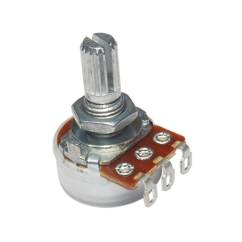 Alpha 500k Potentiometer Metric Size 8mm hole Short Bushing 3/8 inch Coarse 18 Spline Split Shaft