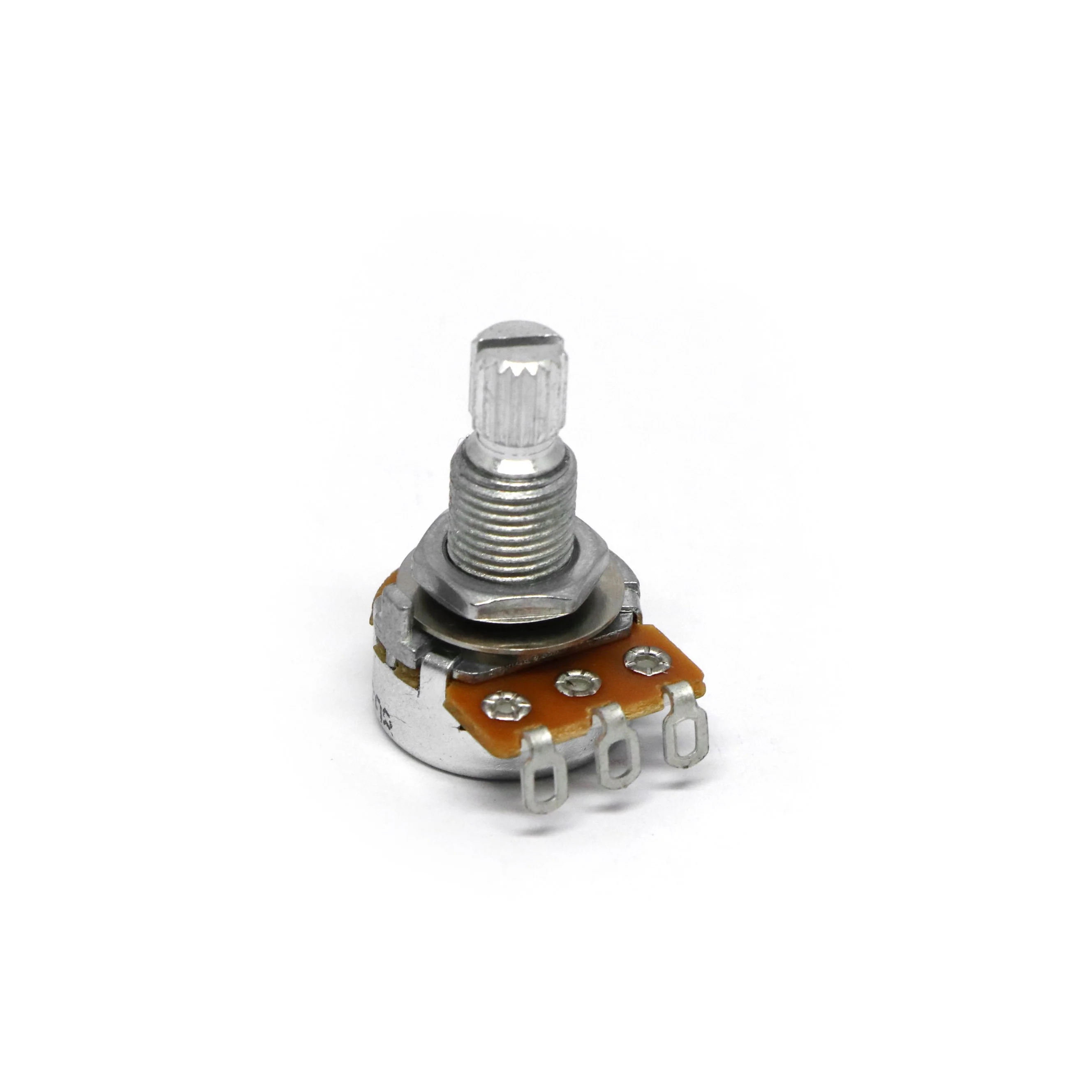 Alpha 500k Potentiometer Metric Size 8mm hole Short Bushing 3/8 inch Coarse 18 Spline Split Shaft - Image 2